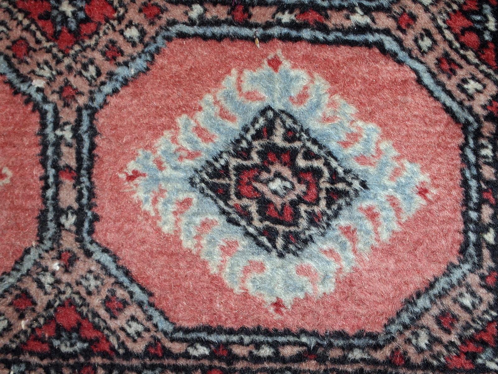 Wool Handmade Vintage Uzbek Bukhara Rug, 1960s, 1C618 For Sale