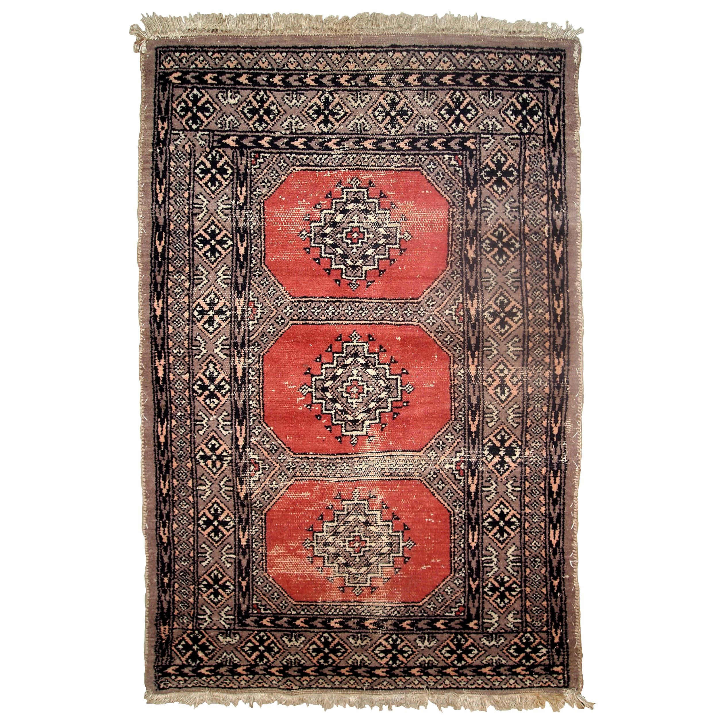 Handmade Vintage Uzbek Bukhara Rug, 1960s, 1C624