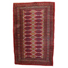 Handmade Retro Uzbek Bukhara Rug 1960s - 1C726