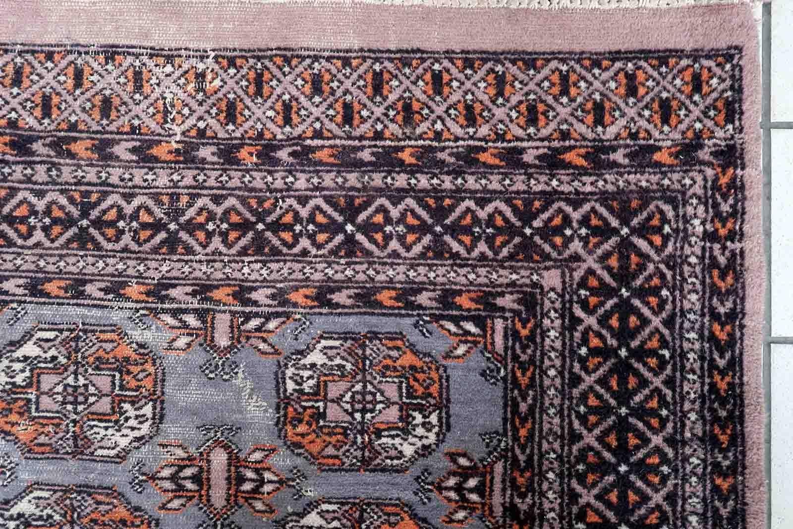 Handmade Vintage Uzbek Bukhara Rug, 1960s, 1C868 For Sale 4