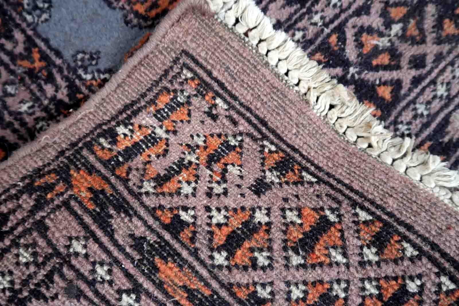 Hand-Knotted Handmade Vintage Uzbek Bukhara Rug, 1960s, 1C868 For Sale