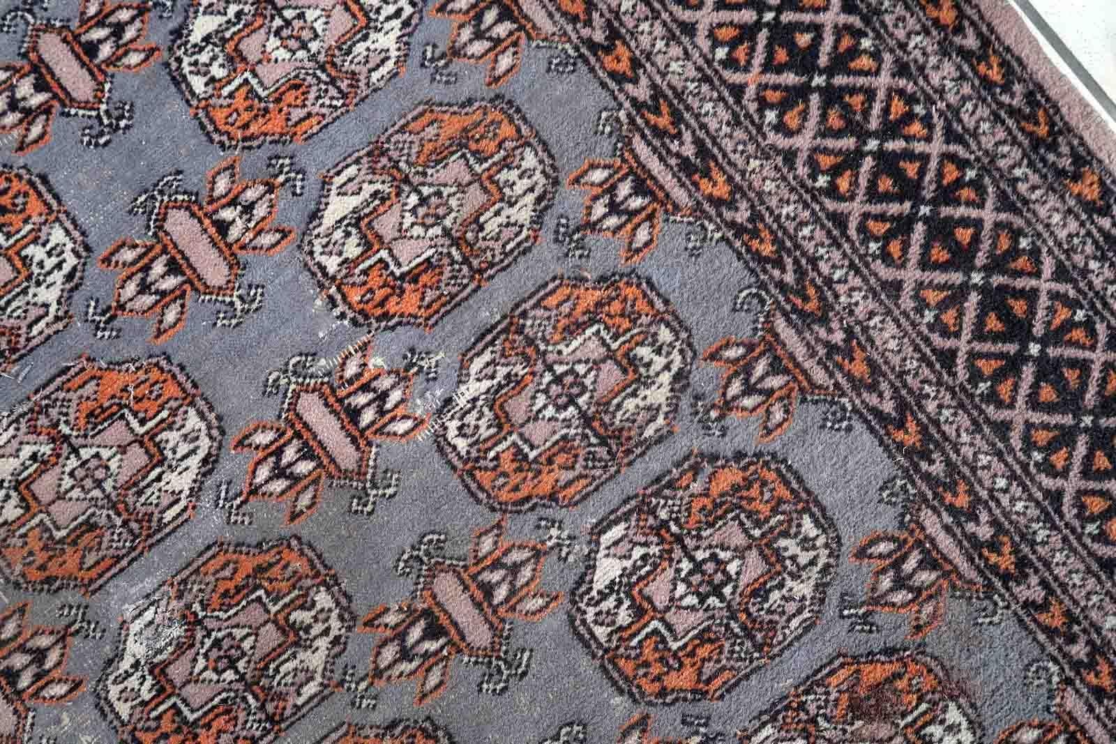 Wool Handmade Vintage Uzbek Bukhara Rug, 1960s, 1C868 For Sale