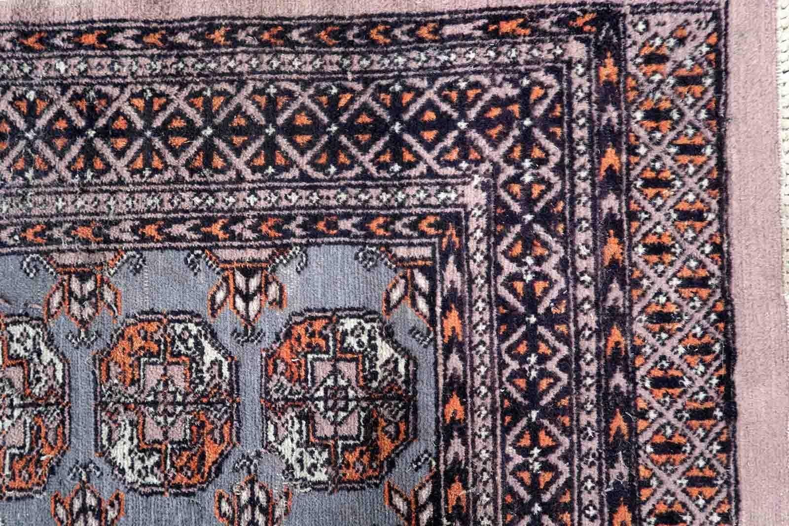 Handmade Vintage Uzbek Bukhara Rug, 1960s, 1C868 For Sale 2