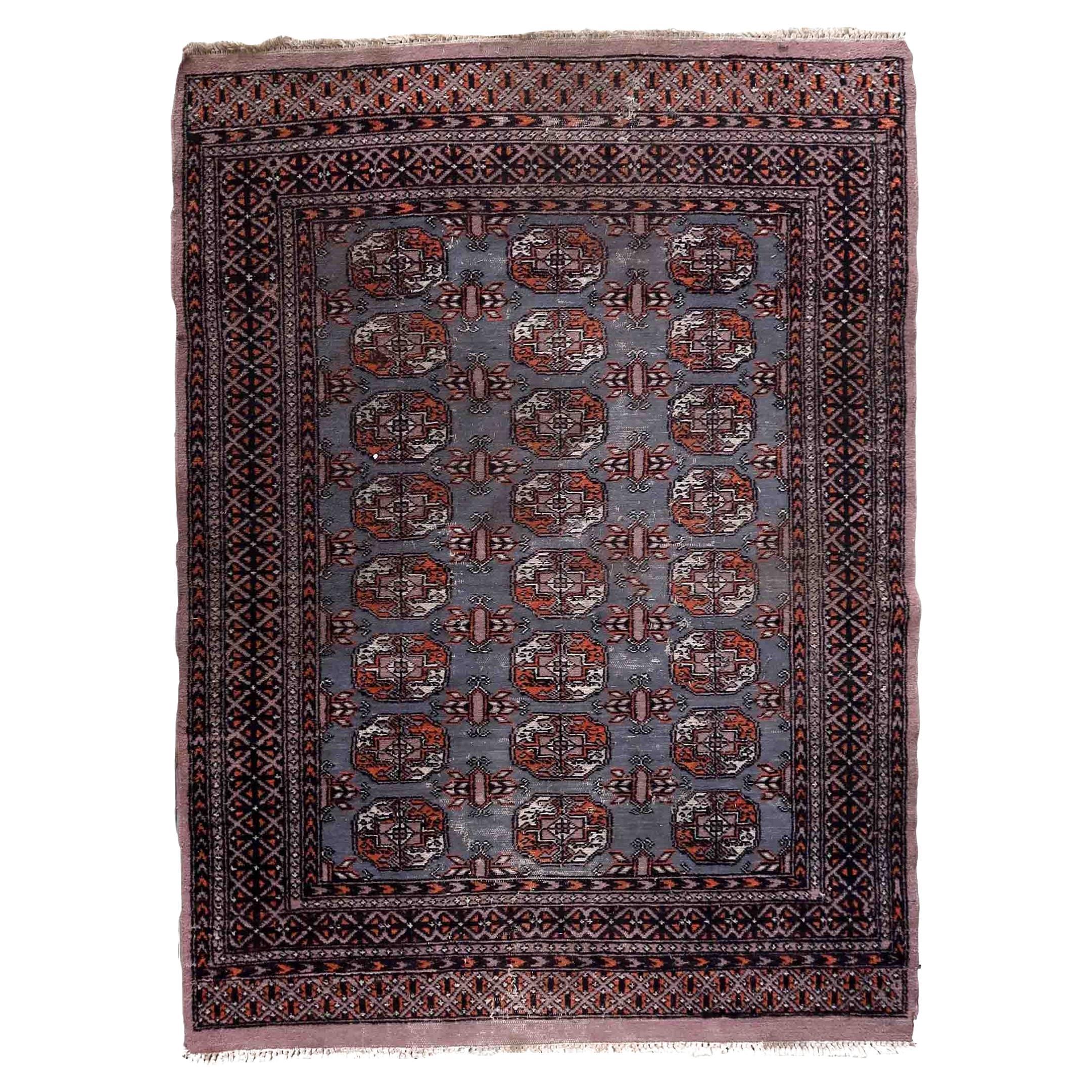 Handmade Vintage Uzbek Bukhara Rug, 1960s, 1C868 For Sale