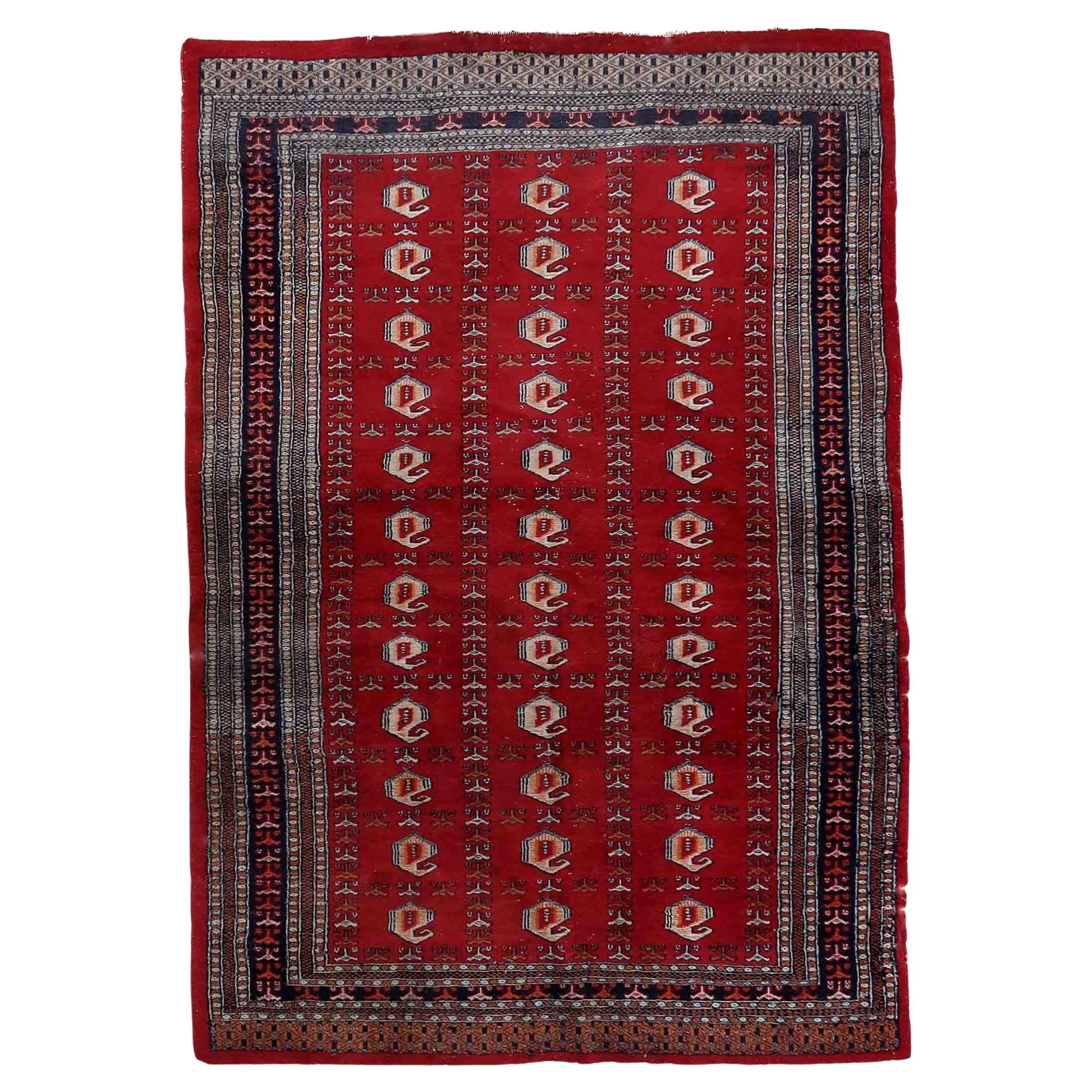 Handmade Vintage Uzbek Bukhara Rug, 1960s, 1C889