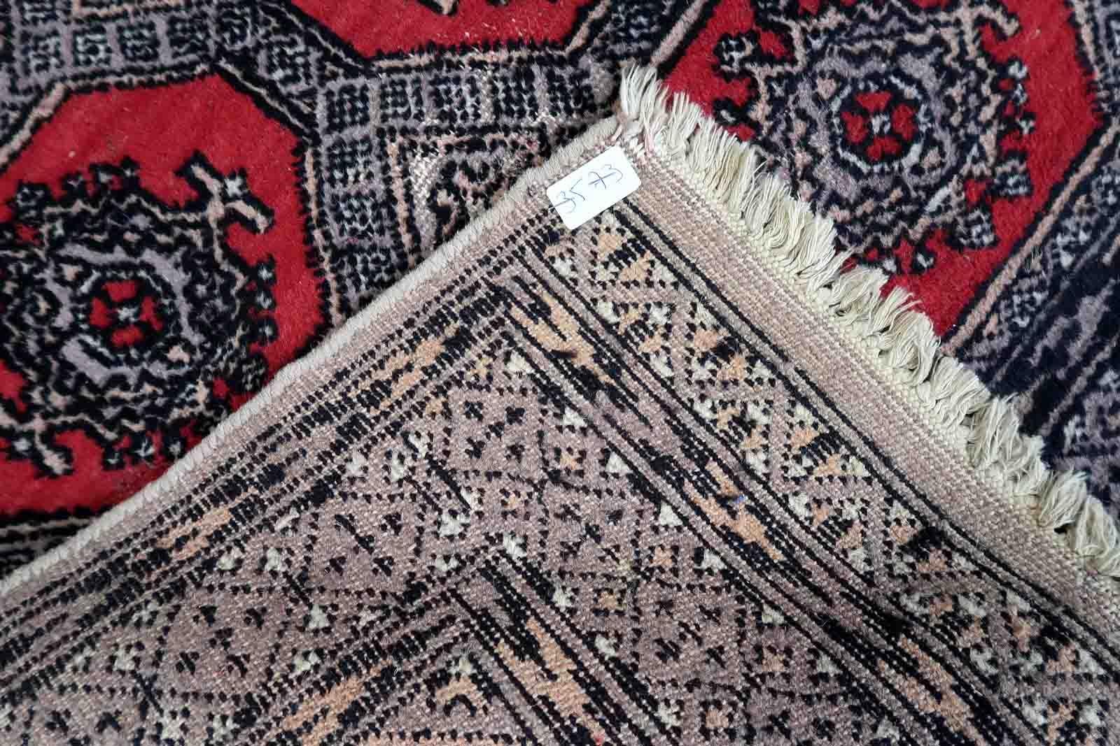 Handgefertigter usbekischer Buchara-Teppich im Vintage-Stil, 1970er Jahre, 1Cc1009 im Zustand „Relativ gut“ im Angebot in Bordeaux, FR