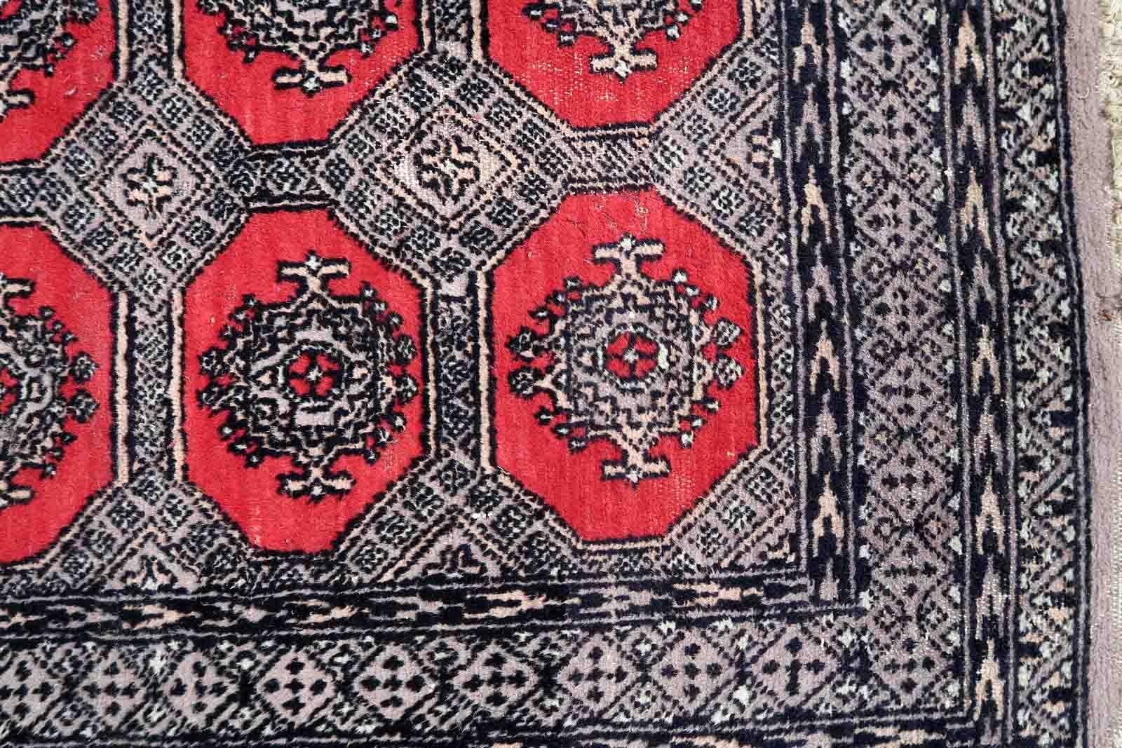 Wool Handmade Vintage Uzbek Bukhara Rug, 1970s, 1Cc1009 For Sale