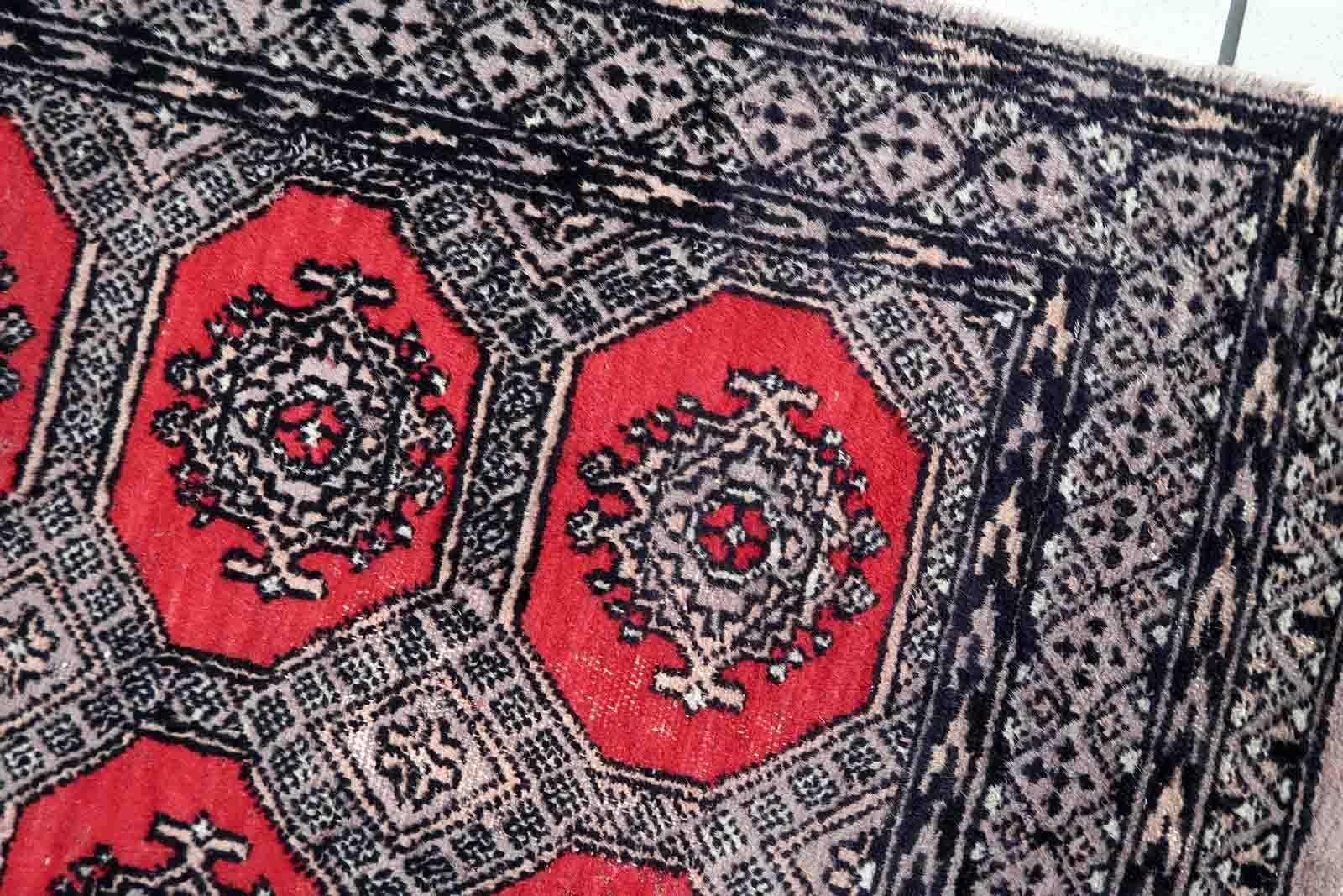 Handmade Vintage Uzbek Bukhara Rug, 1970s, 1Cc1009 For Sale 1