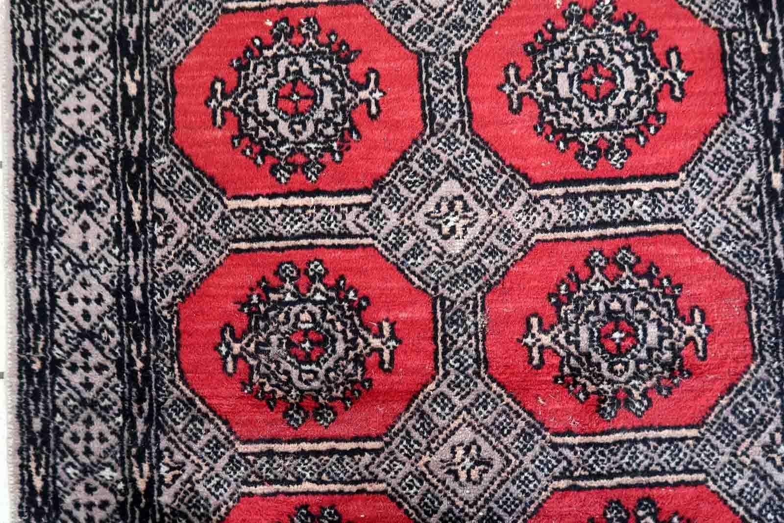 Handmade Vintage Uzbek Bukhara Rug, 1970s, 1Cc1009 For Sale 3