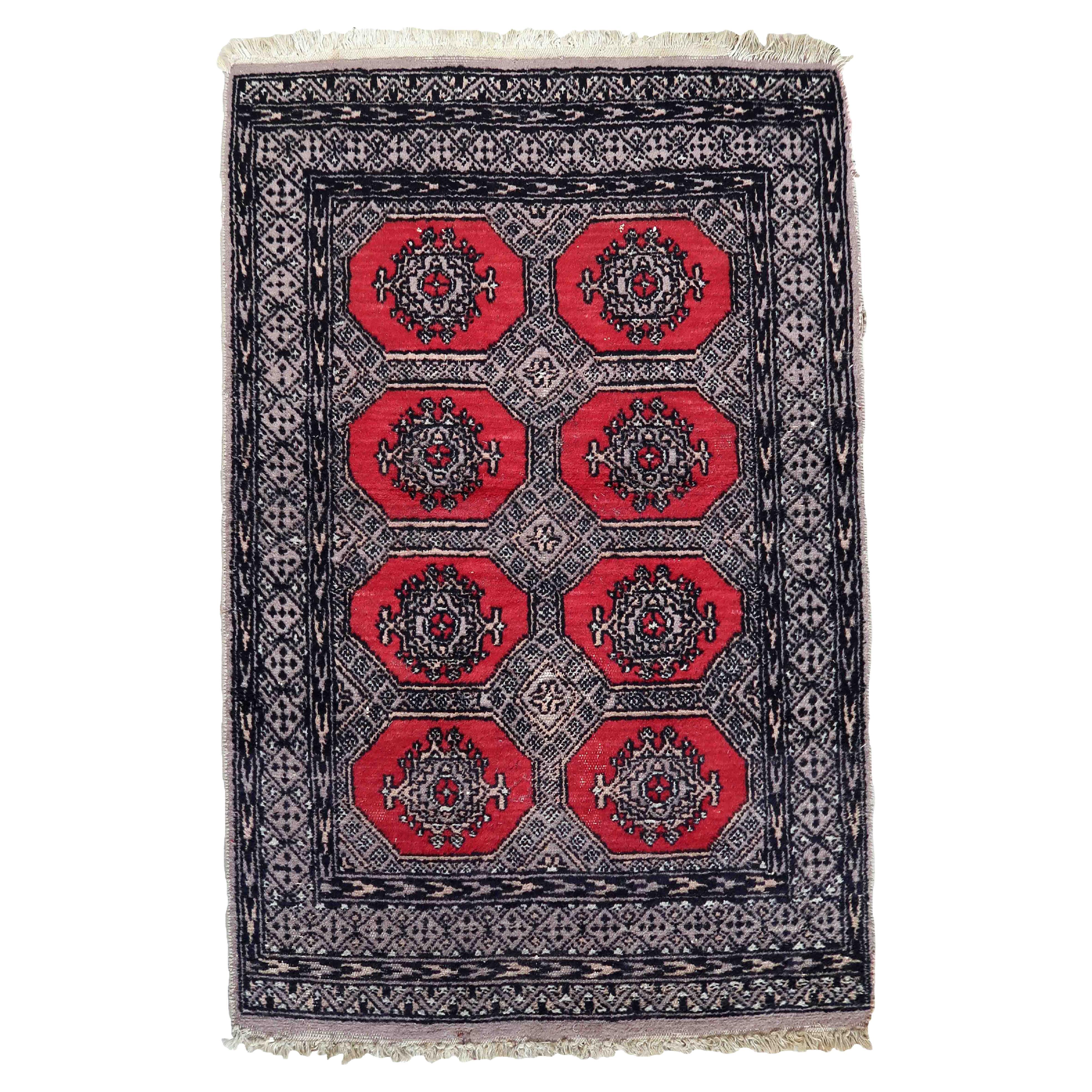 Handmade Vintage Uzbek Bukhara Rug, 1970s, 1Cc1009 For Sale