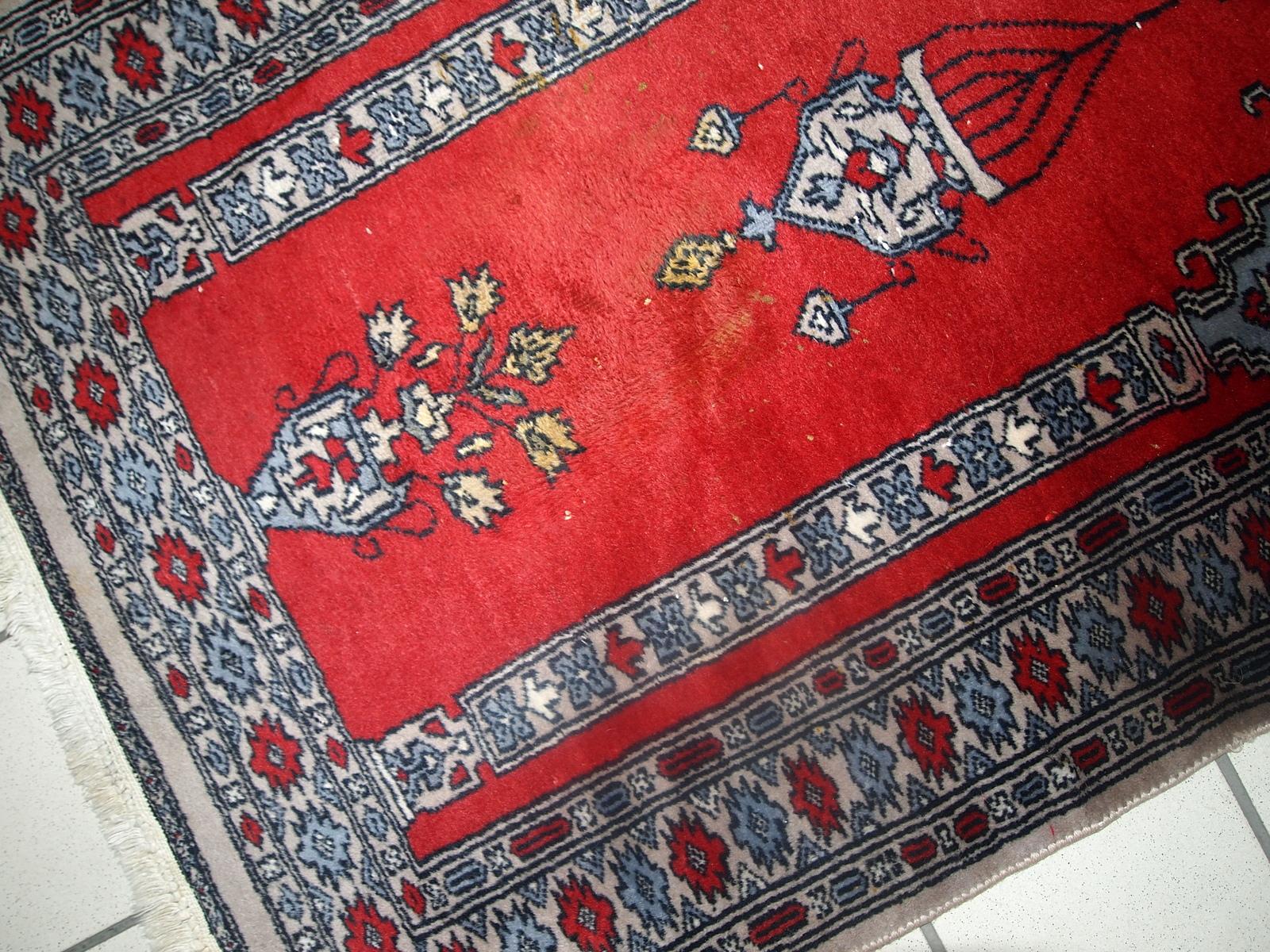 Late 20th Century Handmade Vintage Uzbek Bukhara Rug, 1970s, 1C626