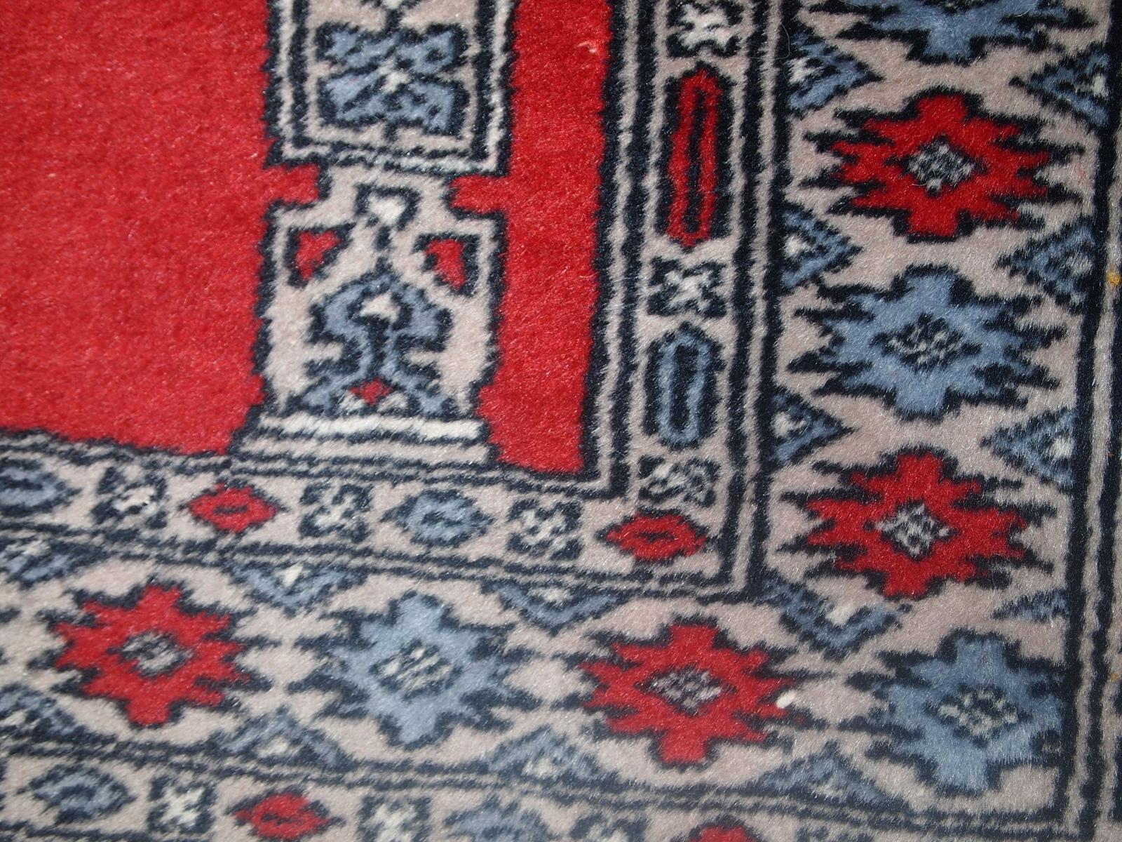 Handmade Vintage Uzbek Bukhara Rug, 1970s, 1C626 2