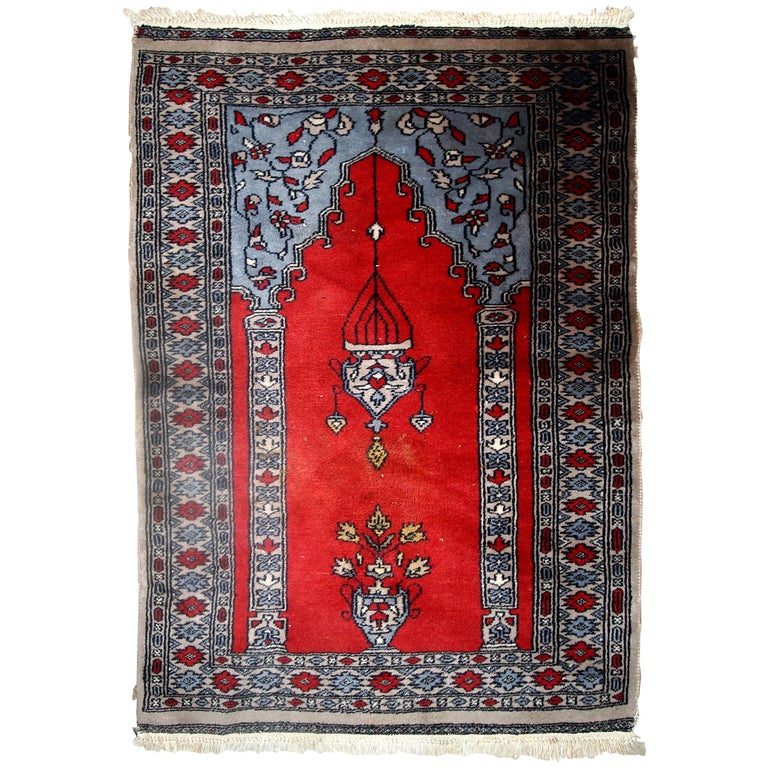 Handmade Vintage Uzbek Bukhara Rug, 1970s, 1C626 For Sale at 1stDibs