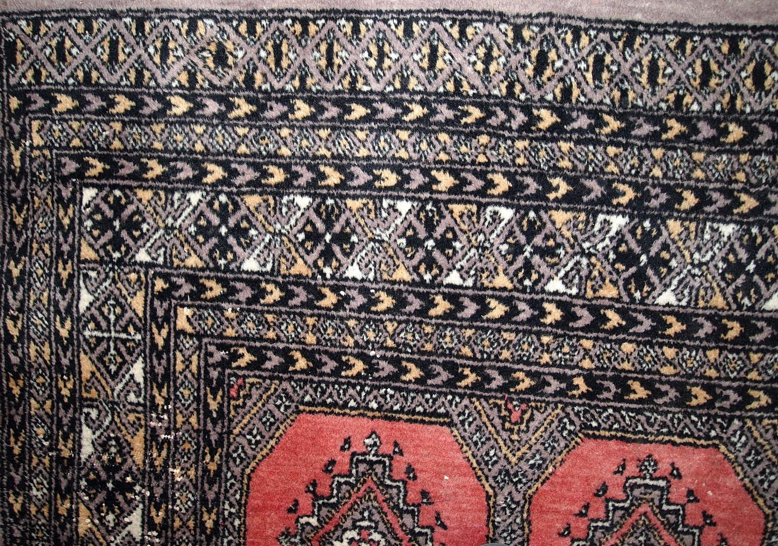 Handmade Vintage Uzbek Bukhara Rug, 1970s, 1C639 5