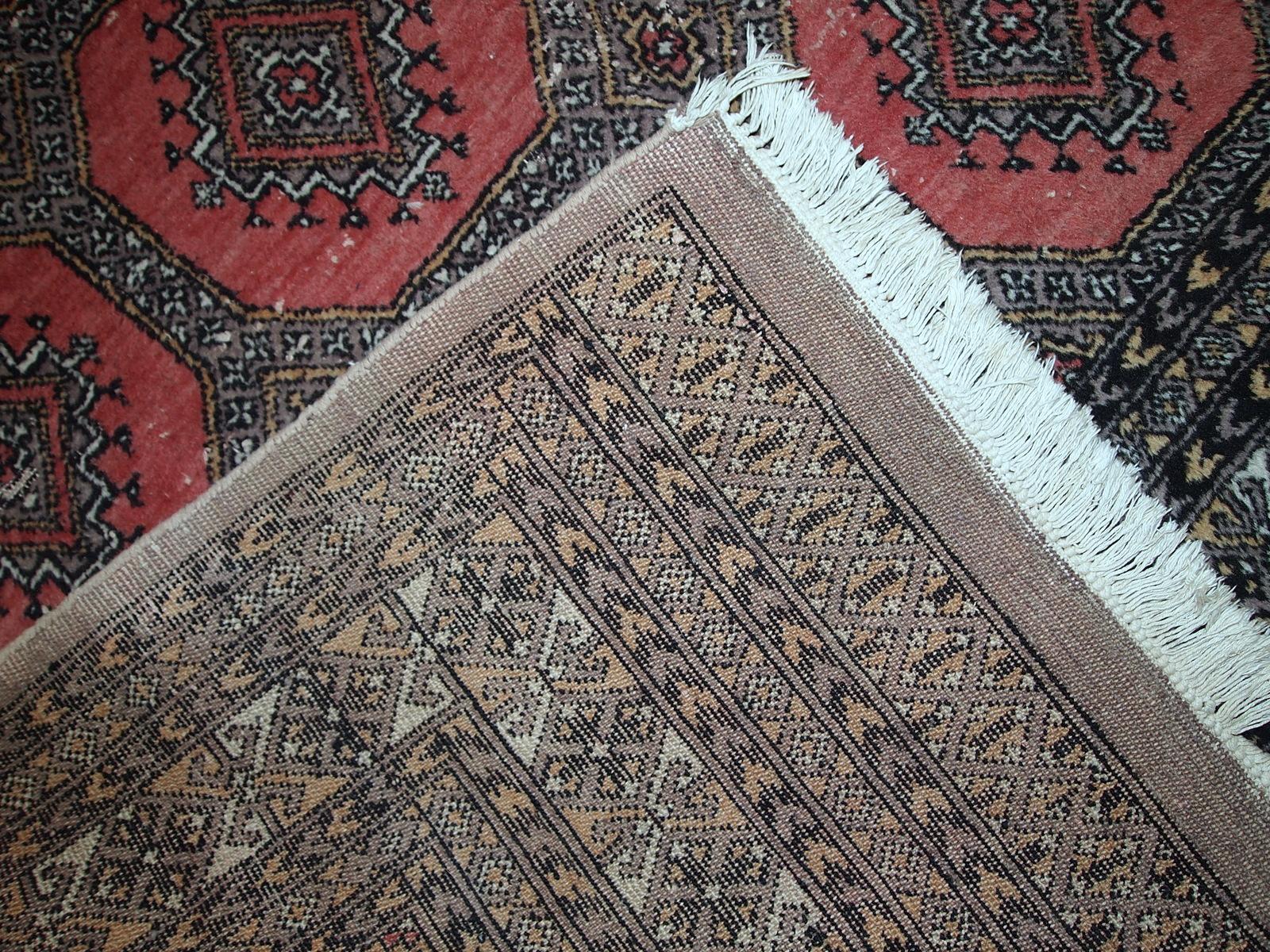 Hand-Knotted Handmade Vintage Uzbek Bukhara Rug, 1970s, 1C639