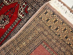 Vintage Uzbek Bukhara Rug, Hand-Knotted Wool, 1.5' x 3.3', 1970s - 1C641