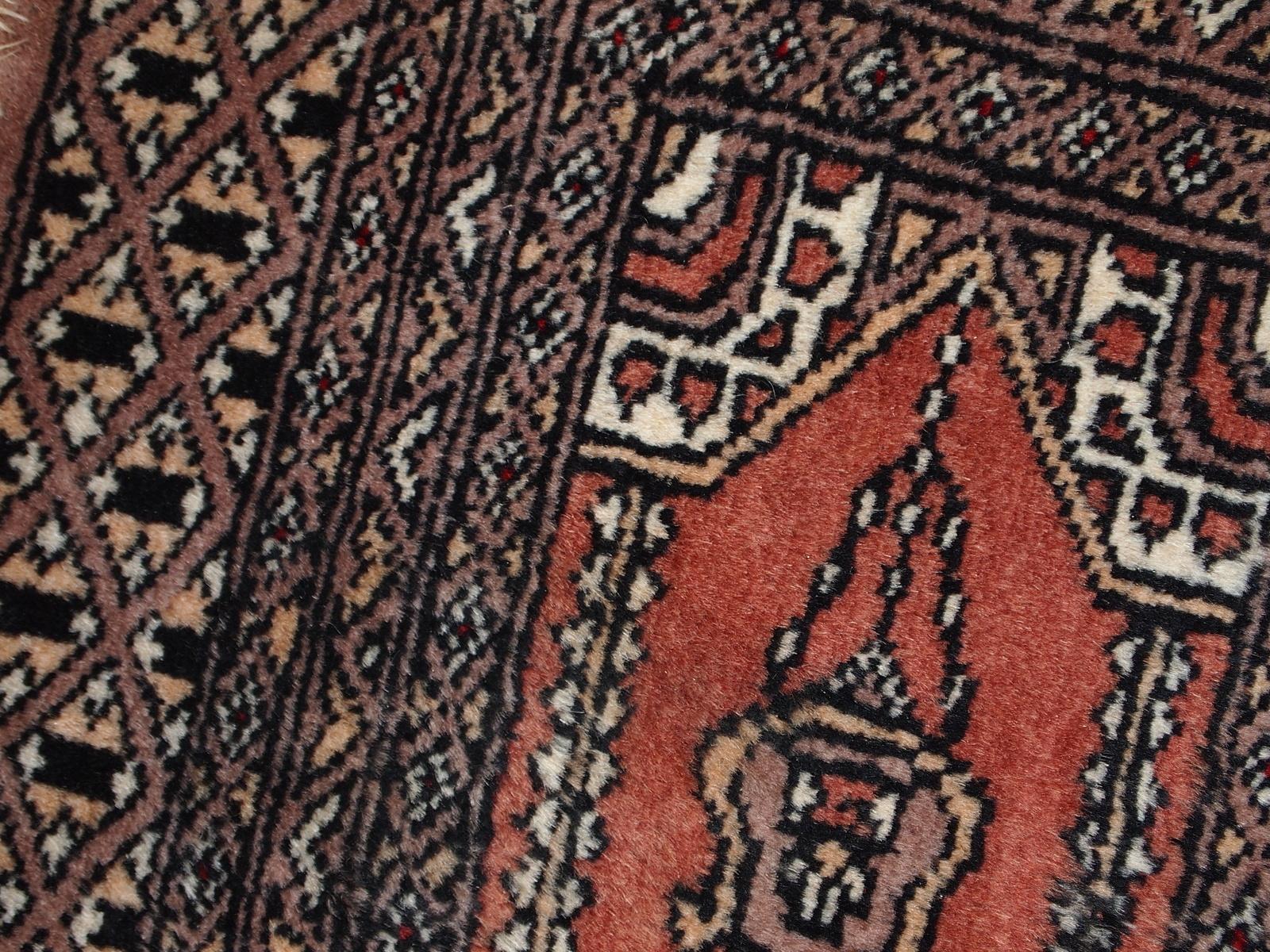 Late 20th Century Handmade Vintage Uzbek Bukhara Rug, 1970s, 1C641 For Sale