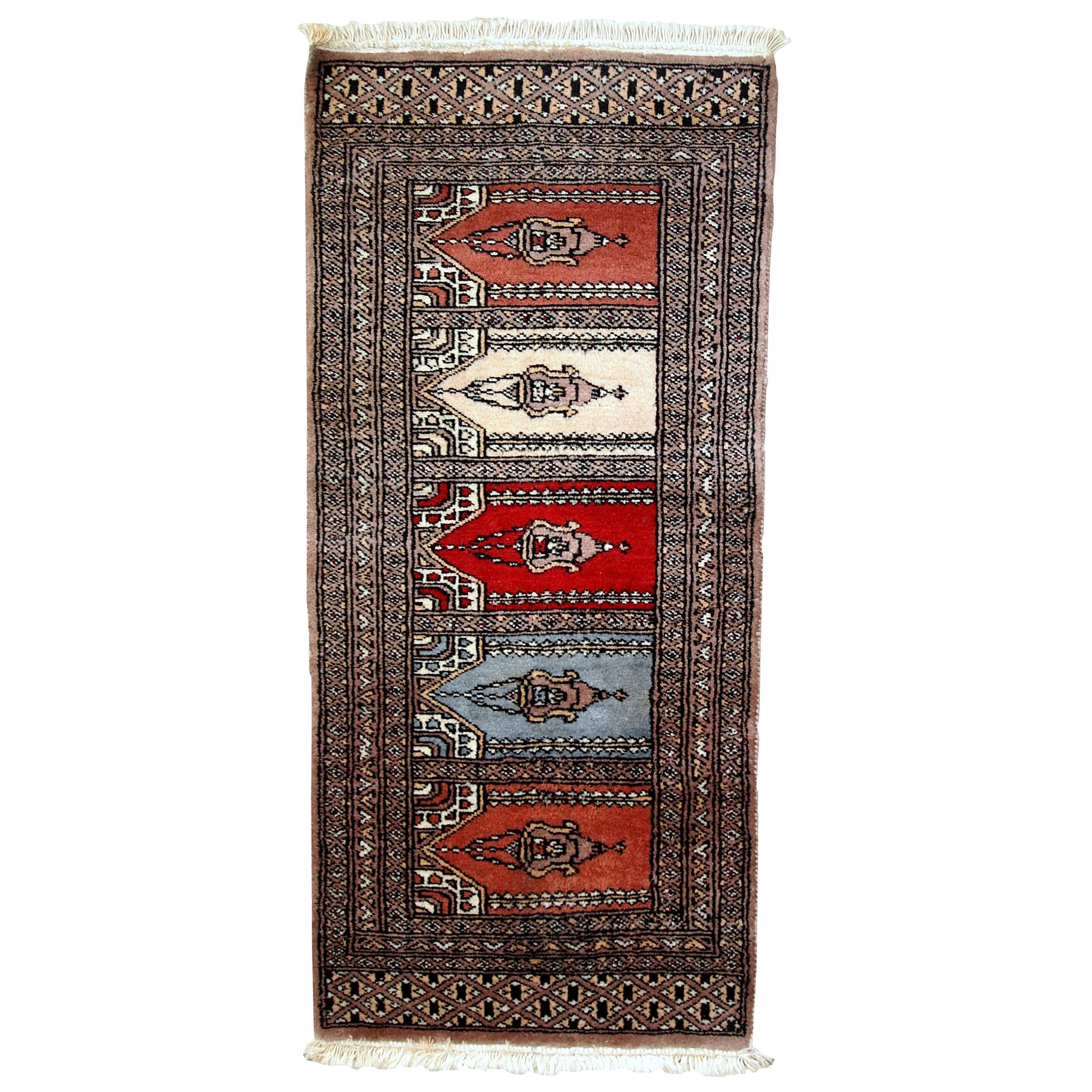 Handmade Vintage Uzbek Bukhara Rug, 1970s, 1C641 For Sale