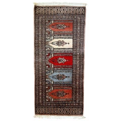 Tapis Bukhara ouzbek vintage fait à la main, années 1970, 1C641