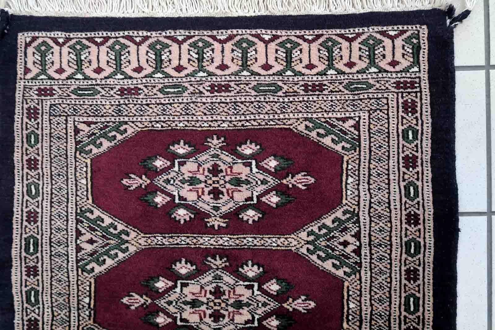 Wool Handmade Vintage Uzbek Bukhara Rug, 1970s, 1C848 For Sale