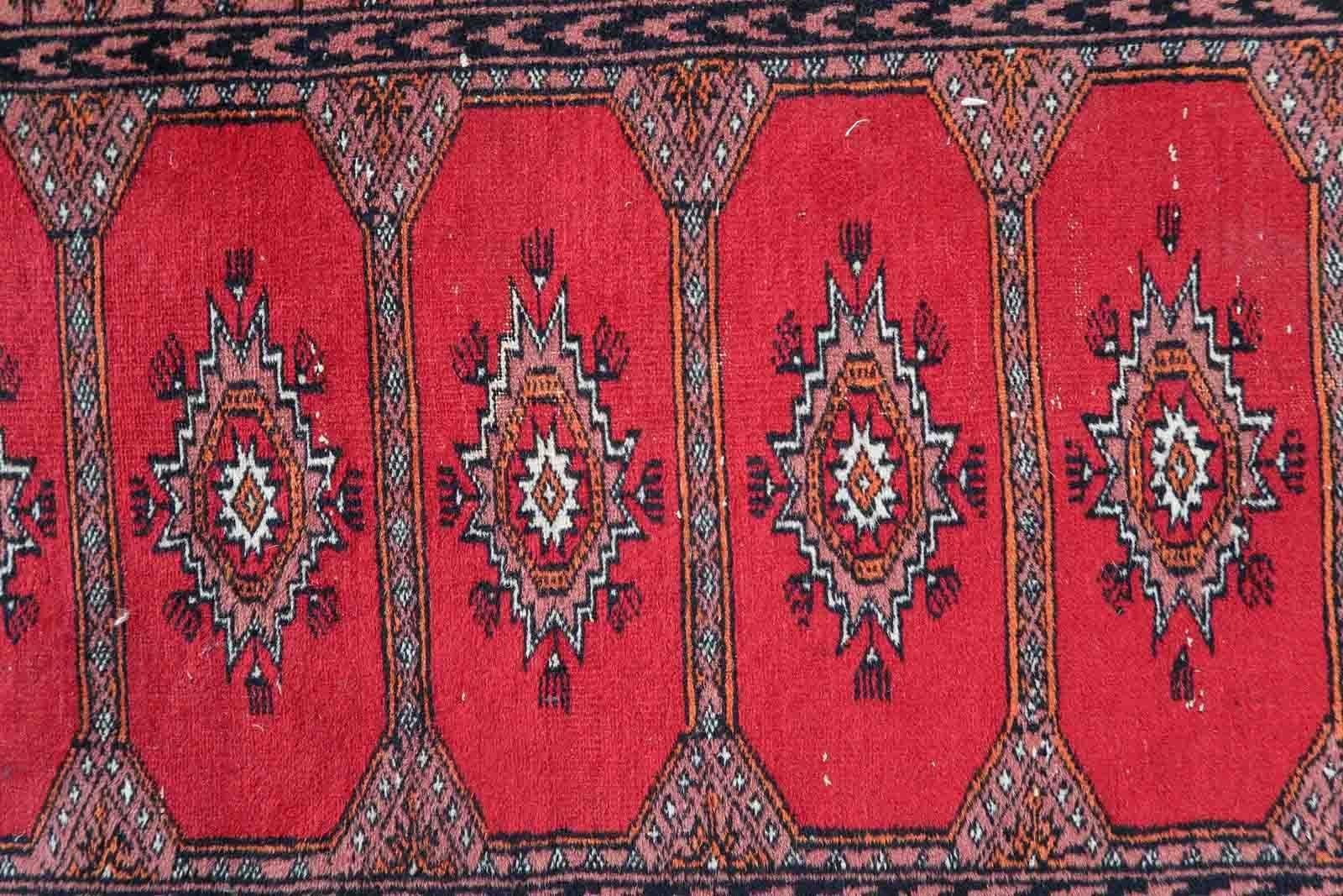 Late 20th Century Handmade Vintage Uzbek Bukhara Rug, 1970s, 1C864 For Sale