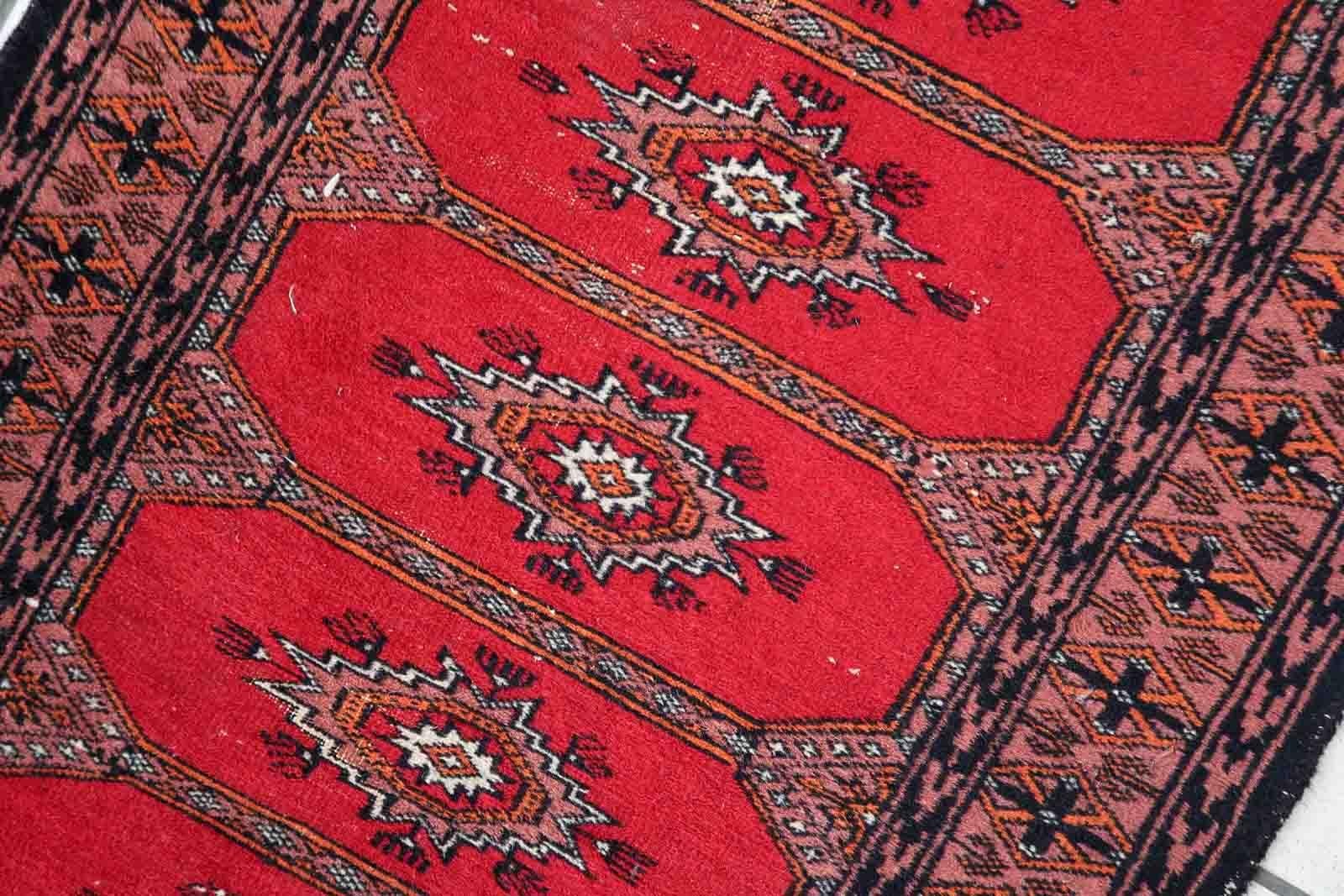 Wool Handmade Vintage Uzbek Bukhara Rug, 1970s, 1C864 For Sale