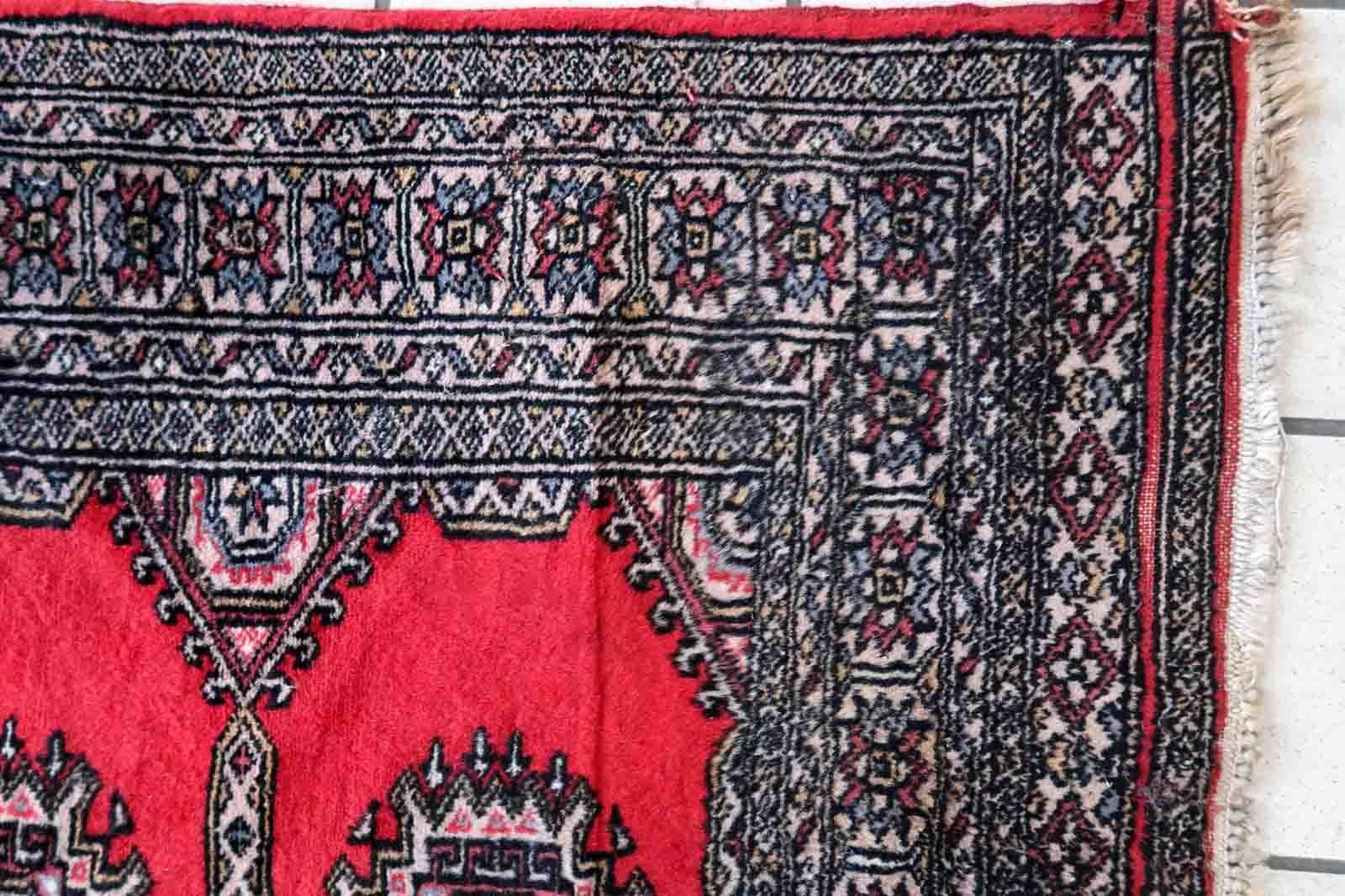 Handmade Vintage Uzbek Bukhara Rug, 1970s, 1c894 For Sale 5