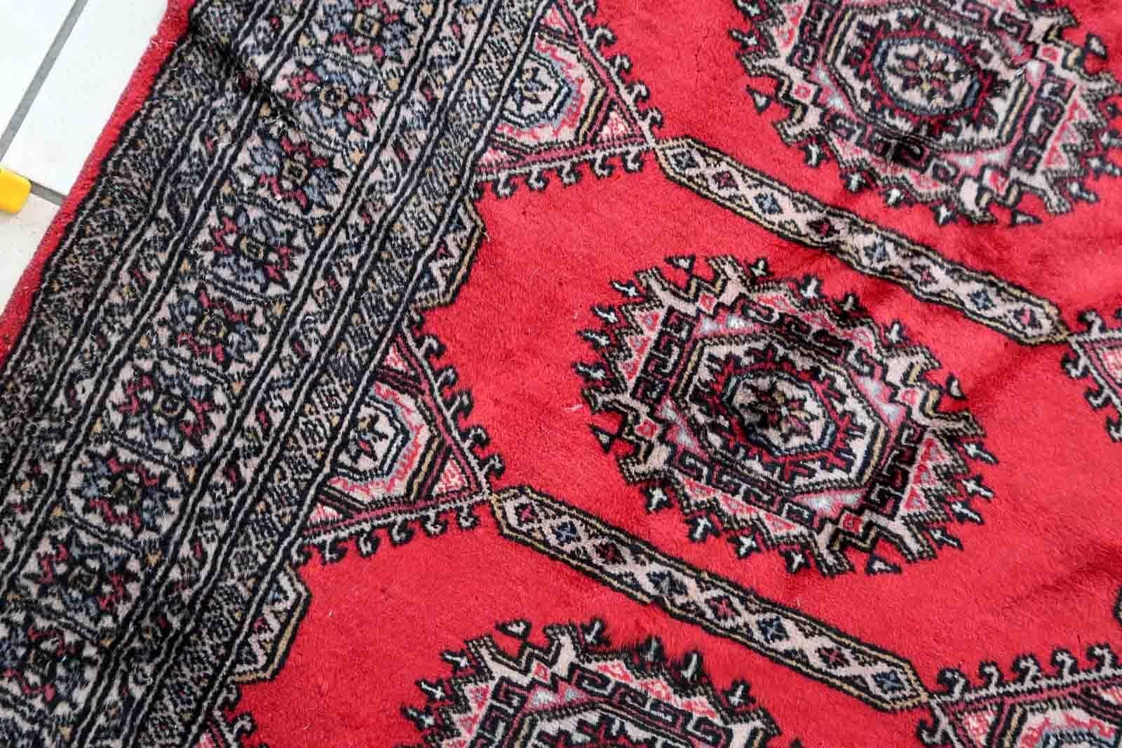 Wool Handmade Vintage Uzbek Bukhara Rug, 1970s, 1c894 For Sale