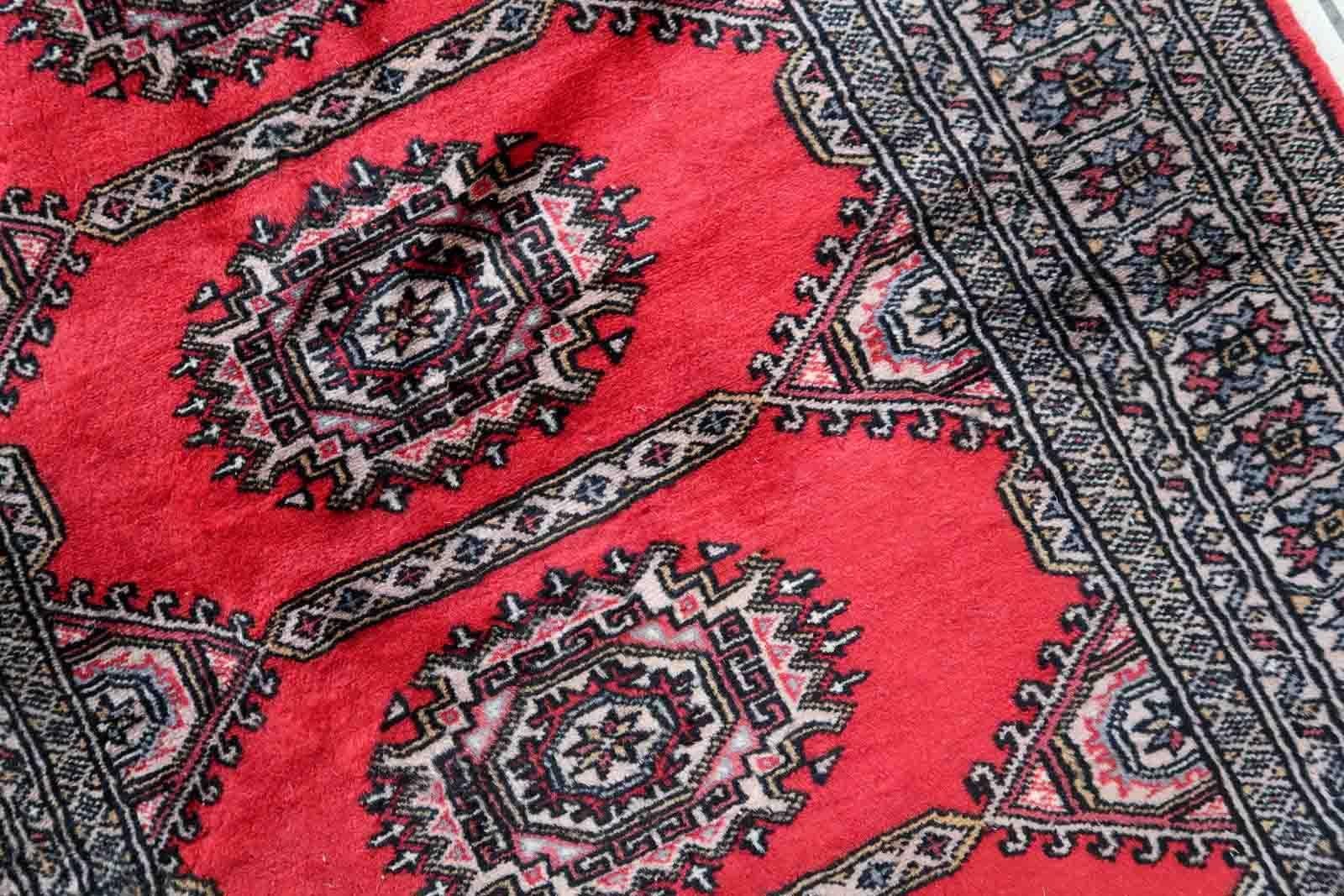 Handmade Vintage Uzbek Bukhara Rug, 1970s, 1c894 For Sale 1