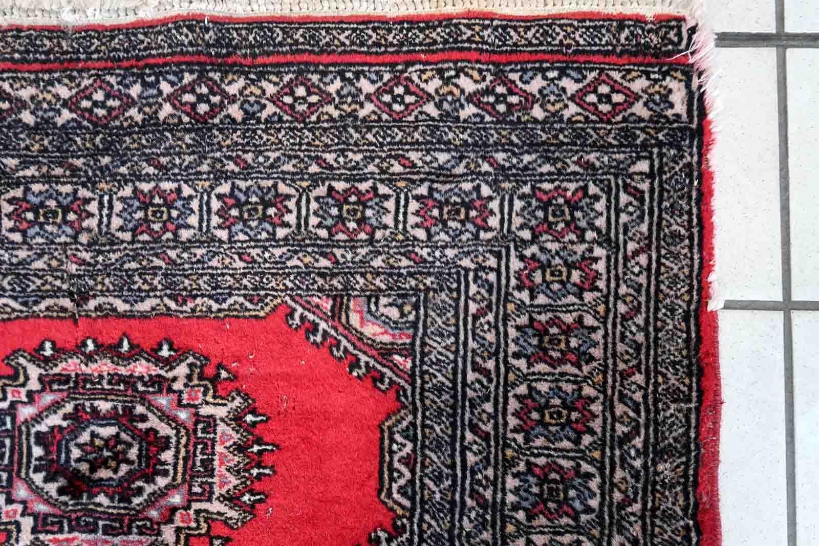 Handmade Vintage Uzbek Bukhara Rug, 1970s, 1c894 For Sale 3