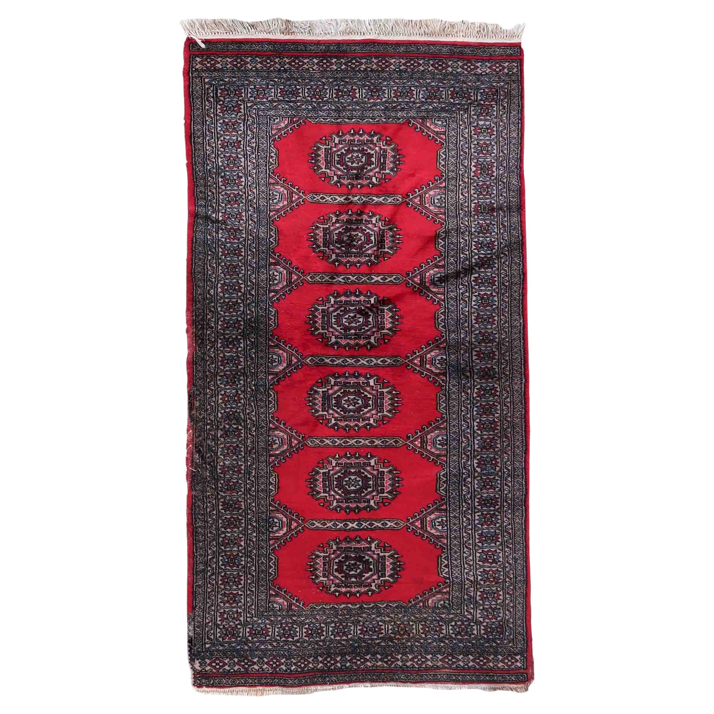 Handmade Vintage Uzbek Bukhara Rug, 1970s, 1c894 For Sale
