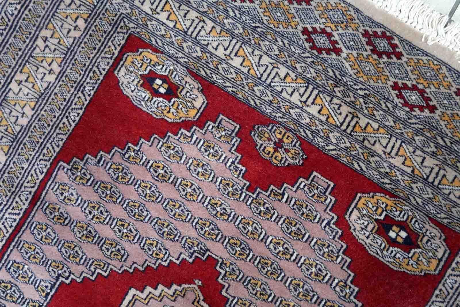 Handmade Vintage Uzbek Bukhara Rug, 1970s, 1C945 For Sale 4