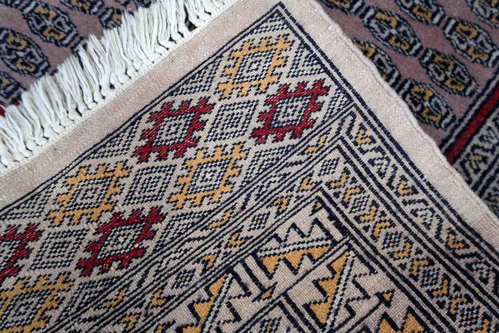 Hand-Knotted Handmade Vintage Uzbek Bukhara Rug, 1970s, 1C945 For Sale