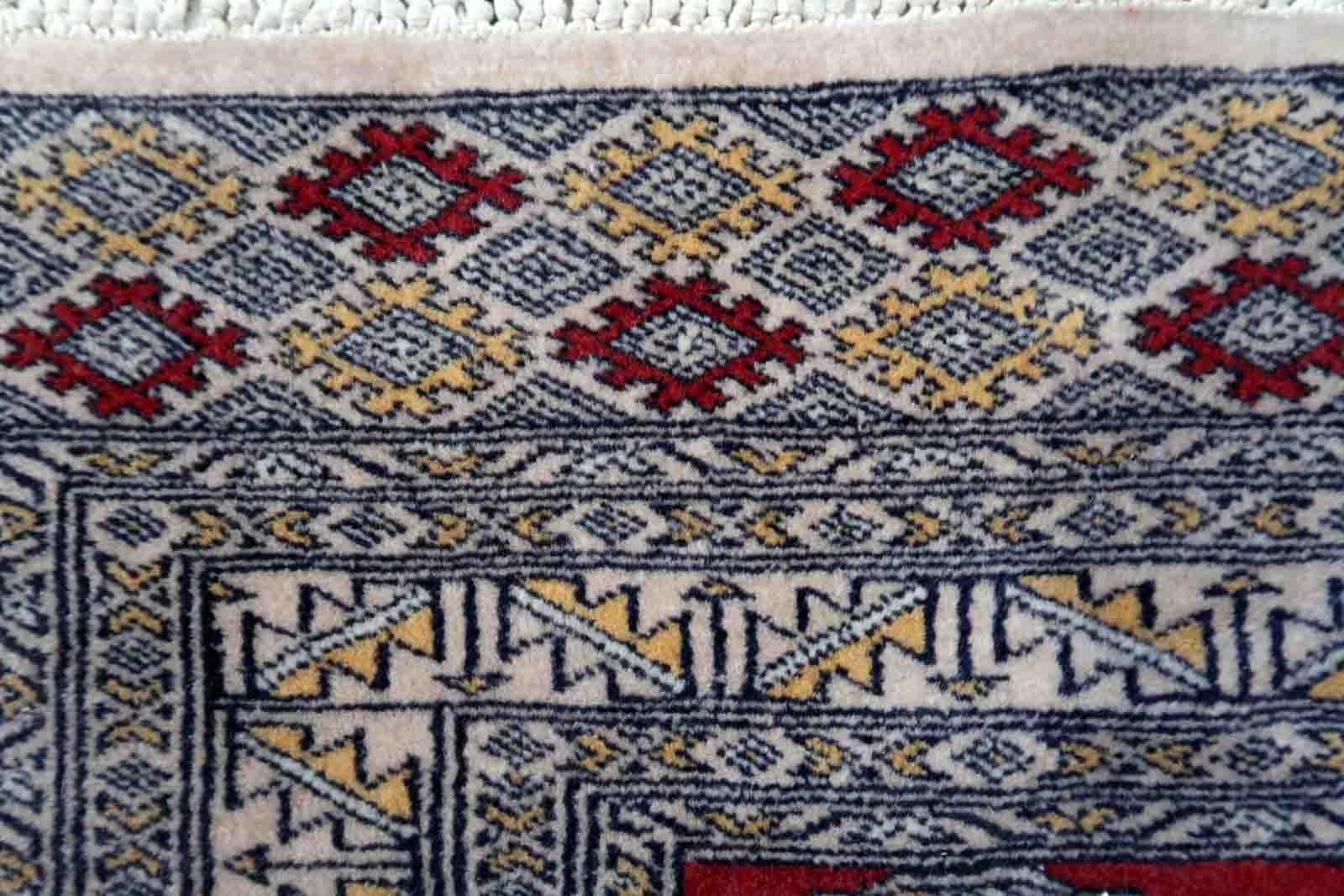 Late 20th Century Handmade Vintage Uzbek Bukhara Rug, 1970s, 1C945 For Sale