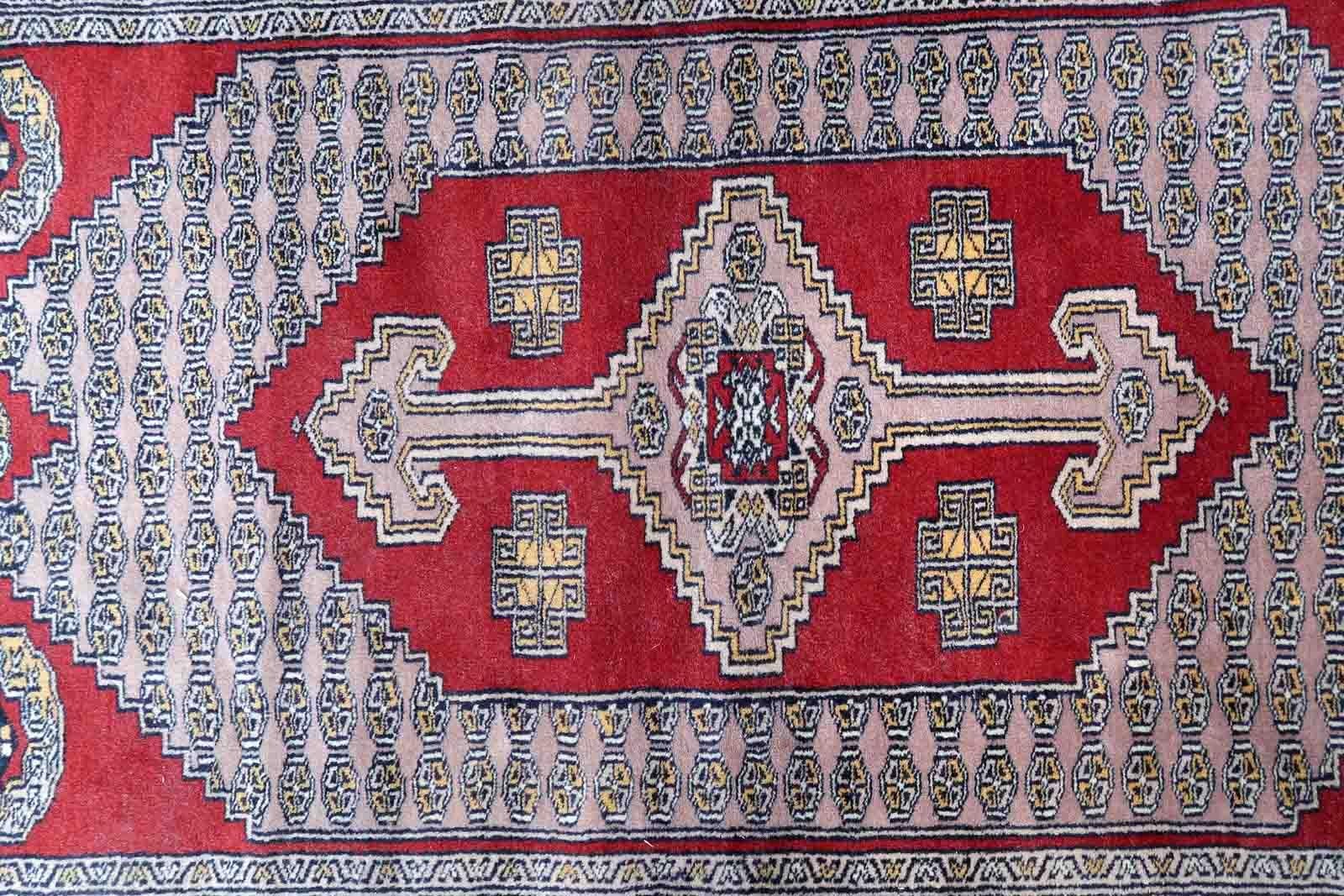 Handmade Vintage Uzbek Bukhara Rug, 1970s, 1C945 For Sale 1