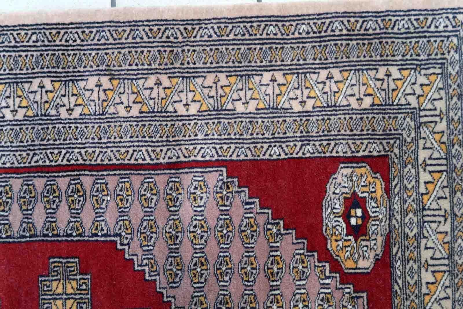 Handmade Vintage Uzbek Bukhara Rug, 1970s, 1C945 For Sale 3