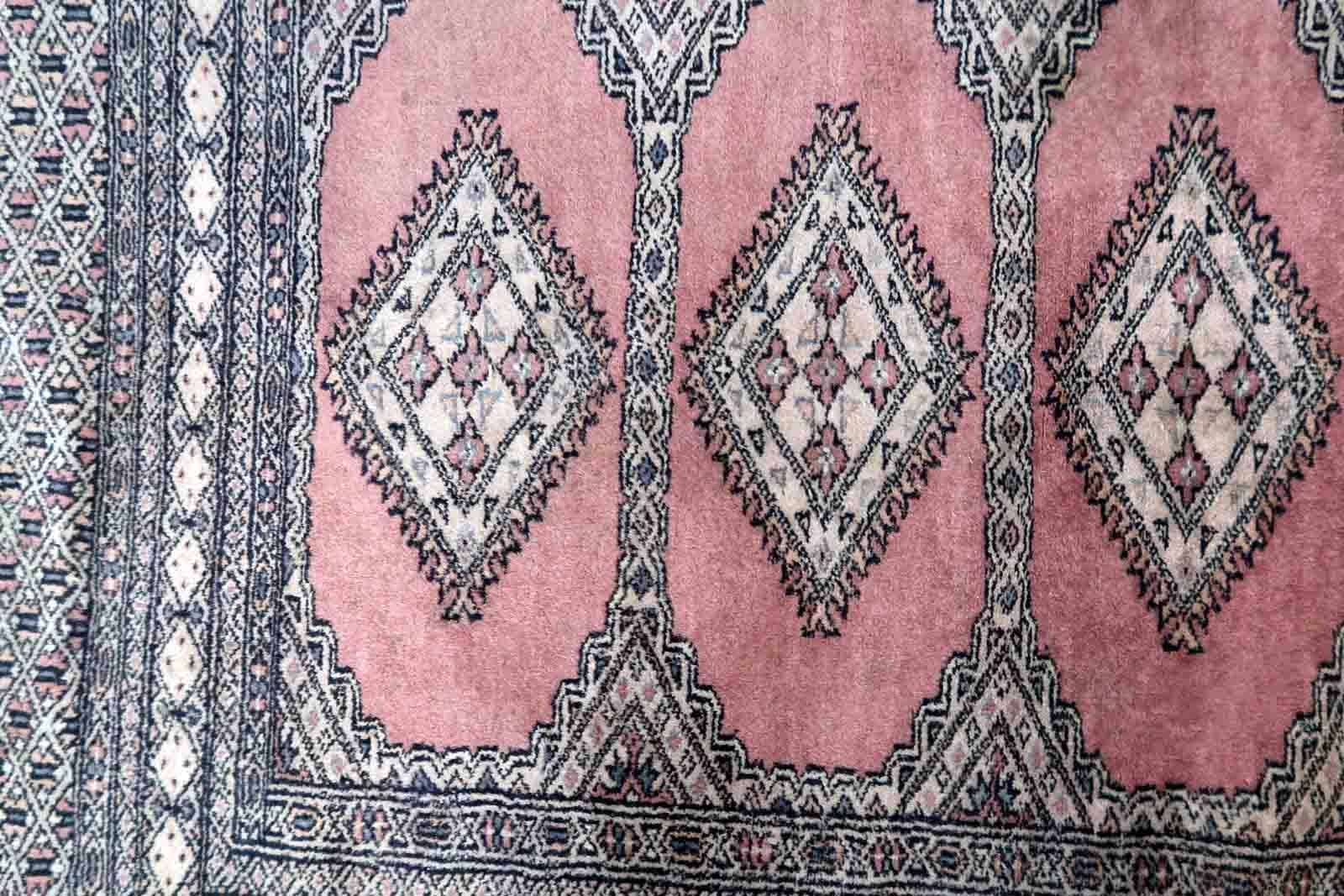 Wool Handmade Vintage Uzbek Bukhara Rug, 1970s, 1C946 For Sale