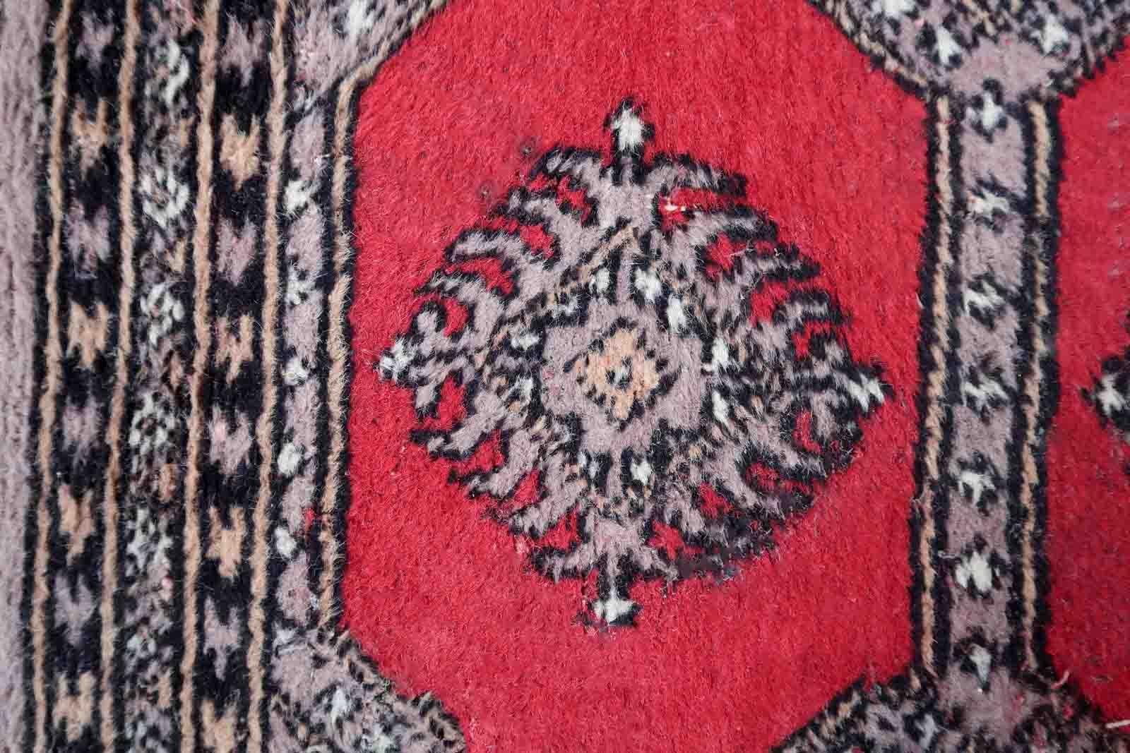 Wool Handmade Vintage Uzbek Bukhara Rug, 1970s, 1C963 For Sale