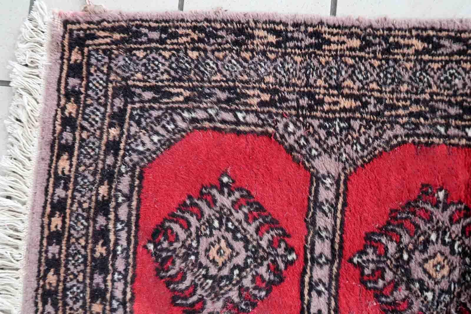 Handmade Vintage Uzbek Bukhara Rug, 1970s, 1C963 For Sale 2