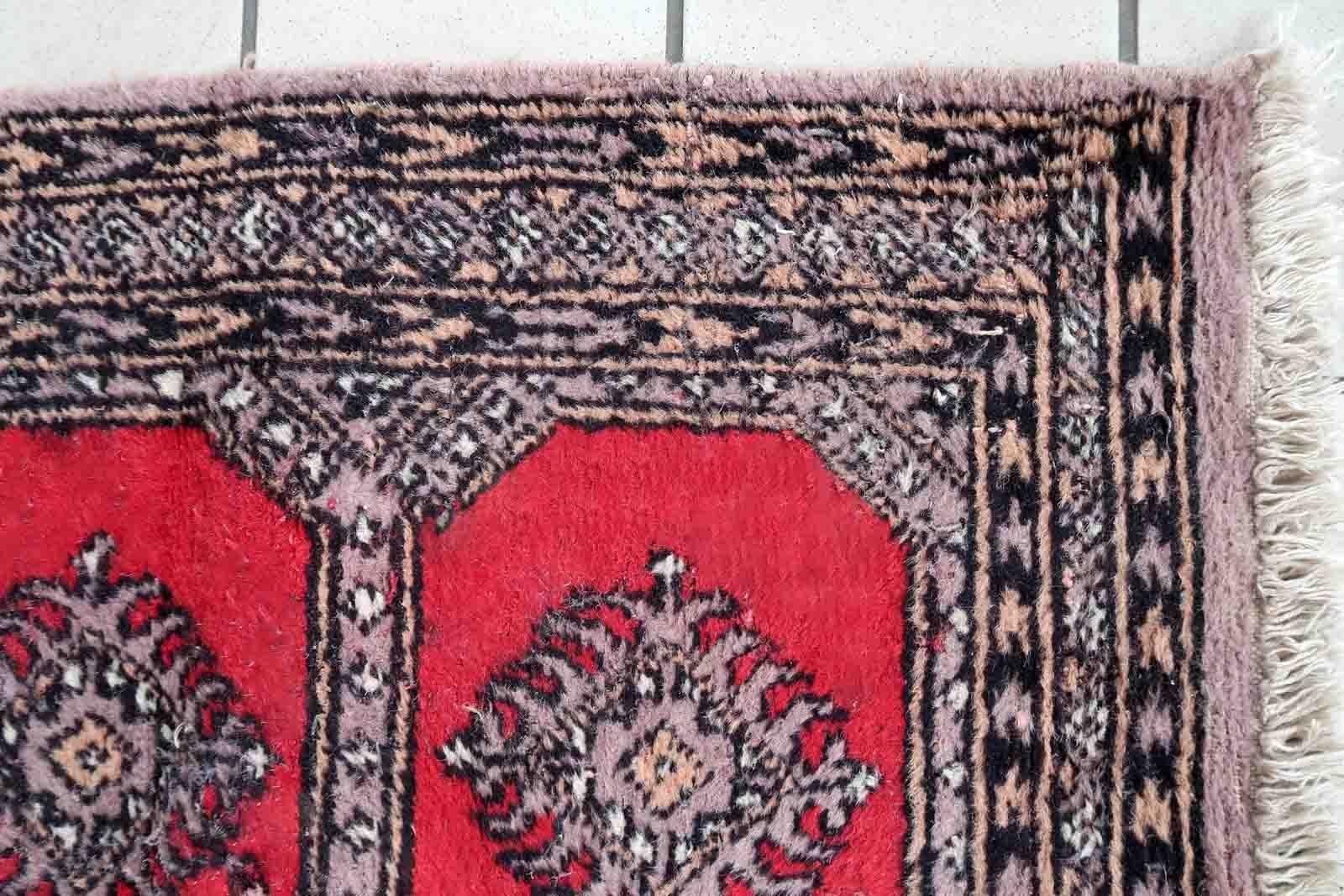 Handmade Vintage Uzbek Bukhara Rug, 1970s, 1C963 For Sale 3