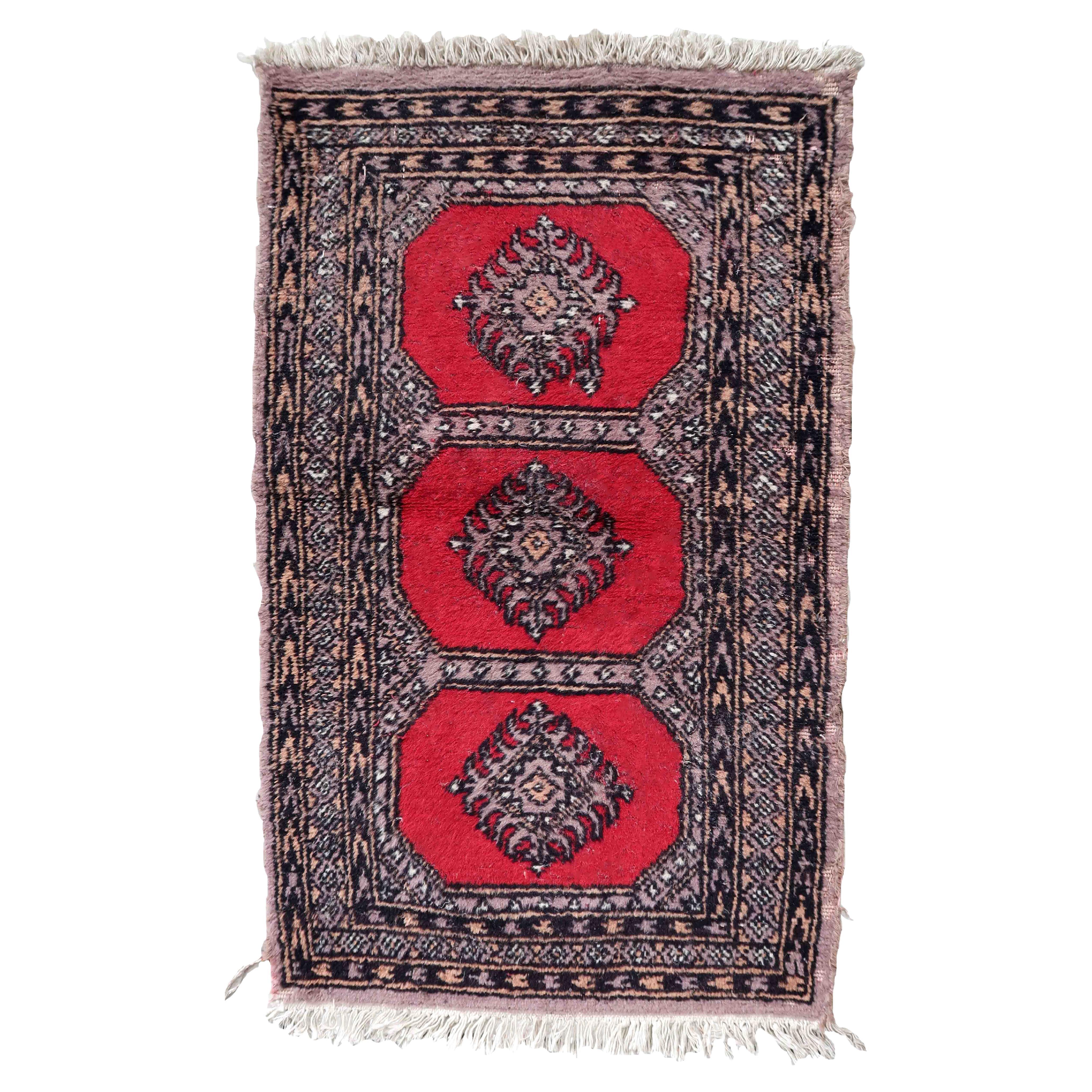 Handmade Vintage Uzbek Bukhara Rug, 1970s, 1C963 For Sale