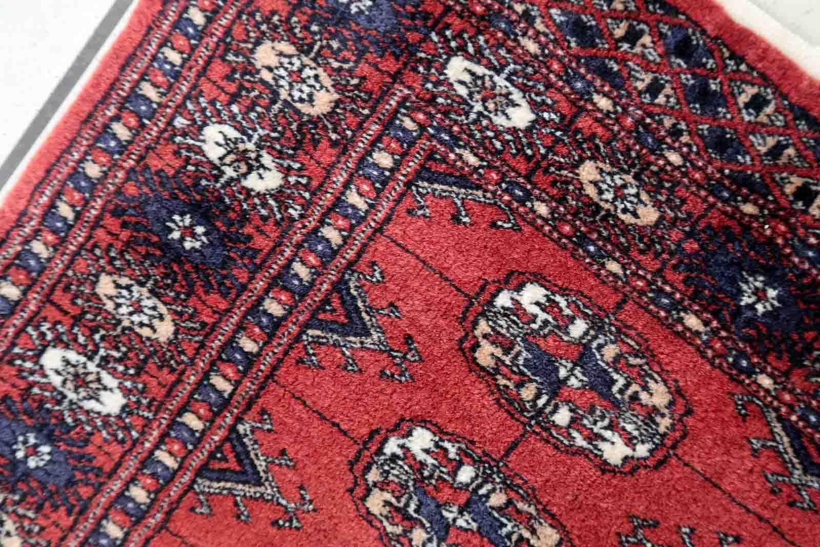 Annodato a mano Tappeto Uzbek Bukhara vintage fatto a mano, anni '70, 1C995 in vendita