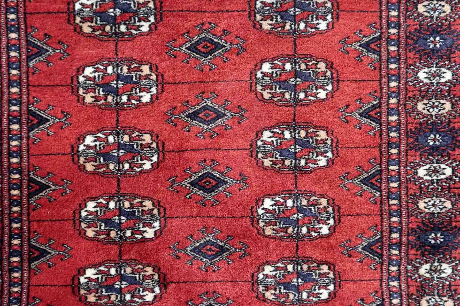 Late 20th Century Handmade Vintage Uzbek Bukhara Rug, 1970s, 1C995 For Sale