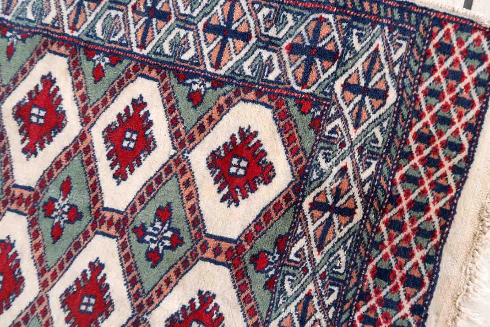 Late 20th Century Handmade Vintage Uzbek Bukhara Rug, 1970s, 1C997 For Sale
