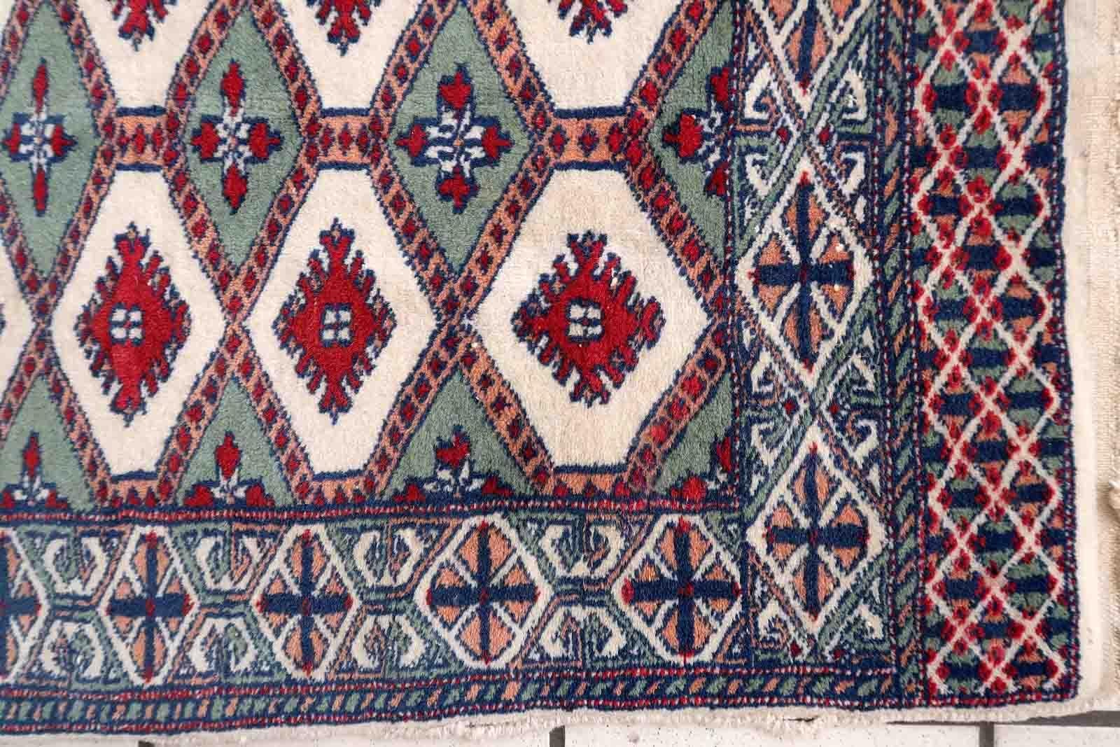 Wool Handmade Vintage Uzbek Bukhara Rug, 1970s, 1C997 For Sale