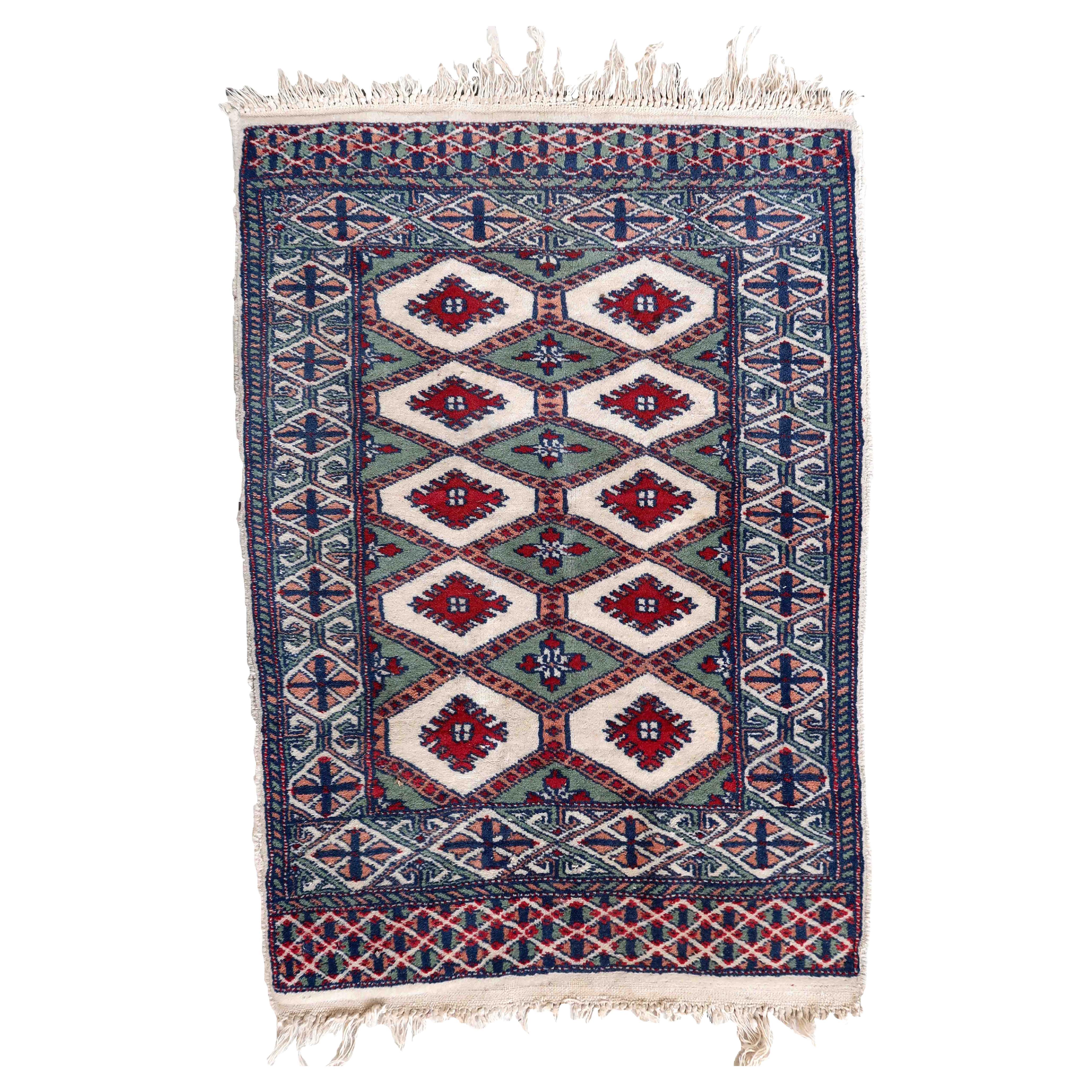 Handmade Vintage Uzbek Bukhara Rug, 1970s, 1C997 For Sale
