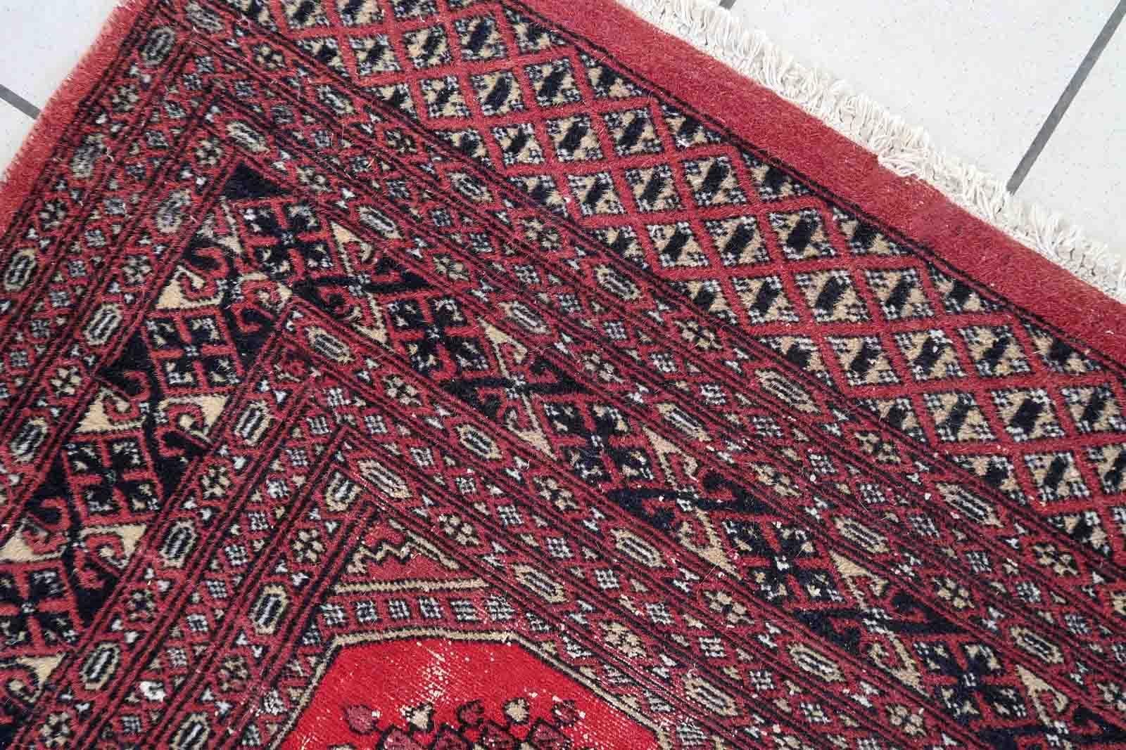 Handmade Vintage Uzbek Bukhara Rug, 1970s, 1Cc1022 For Sale 4