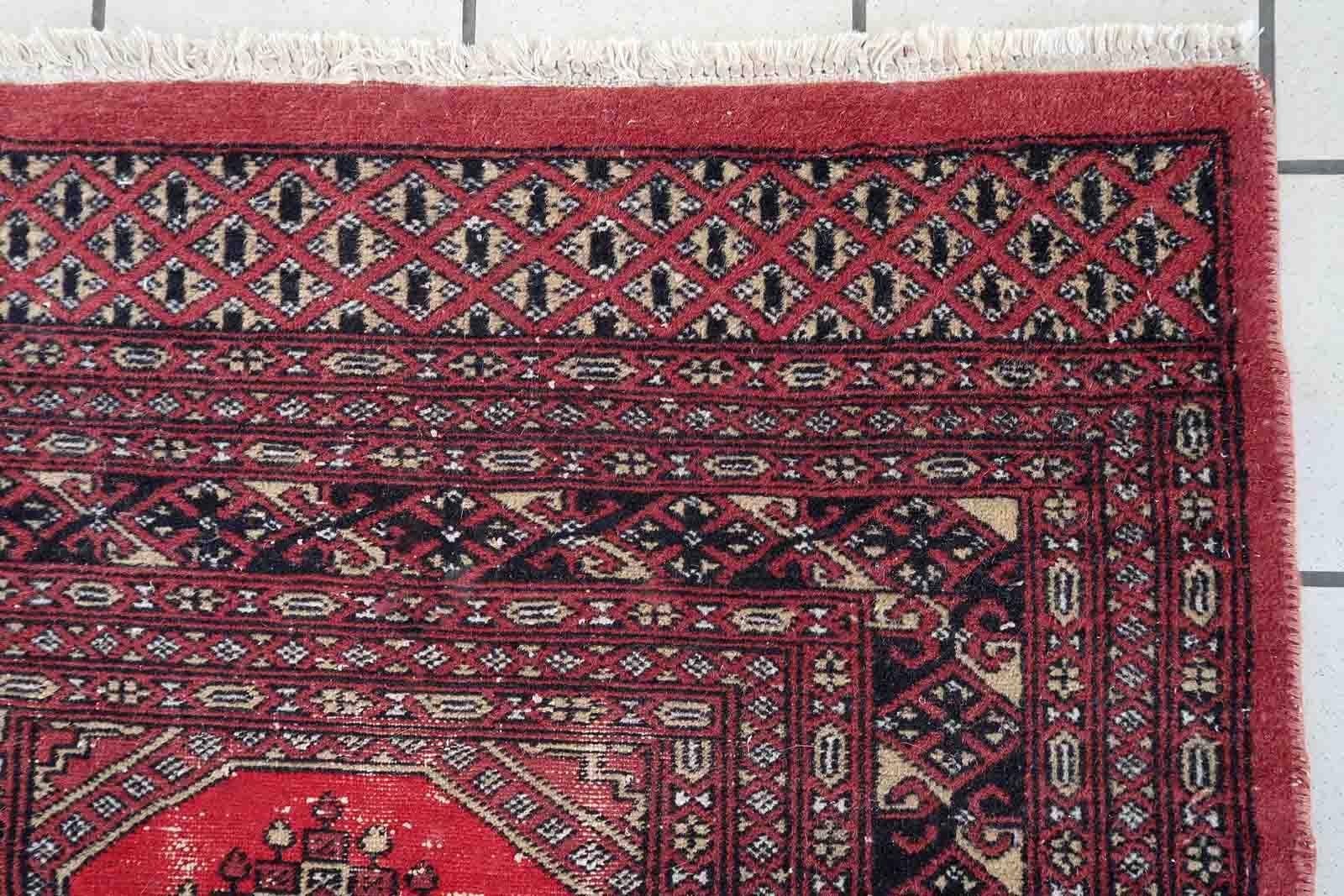 Handmade Vintage Uzbek Bukhara Rug, 1970s, 1Cc1022 For Sale 5