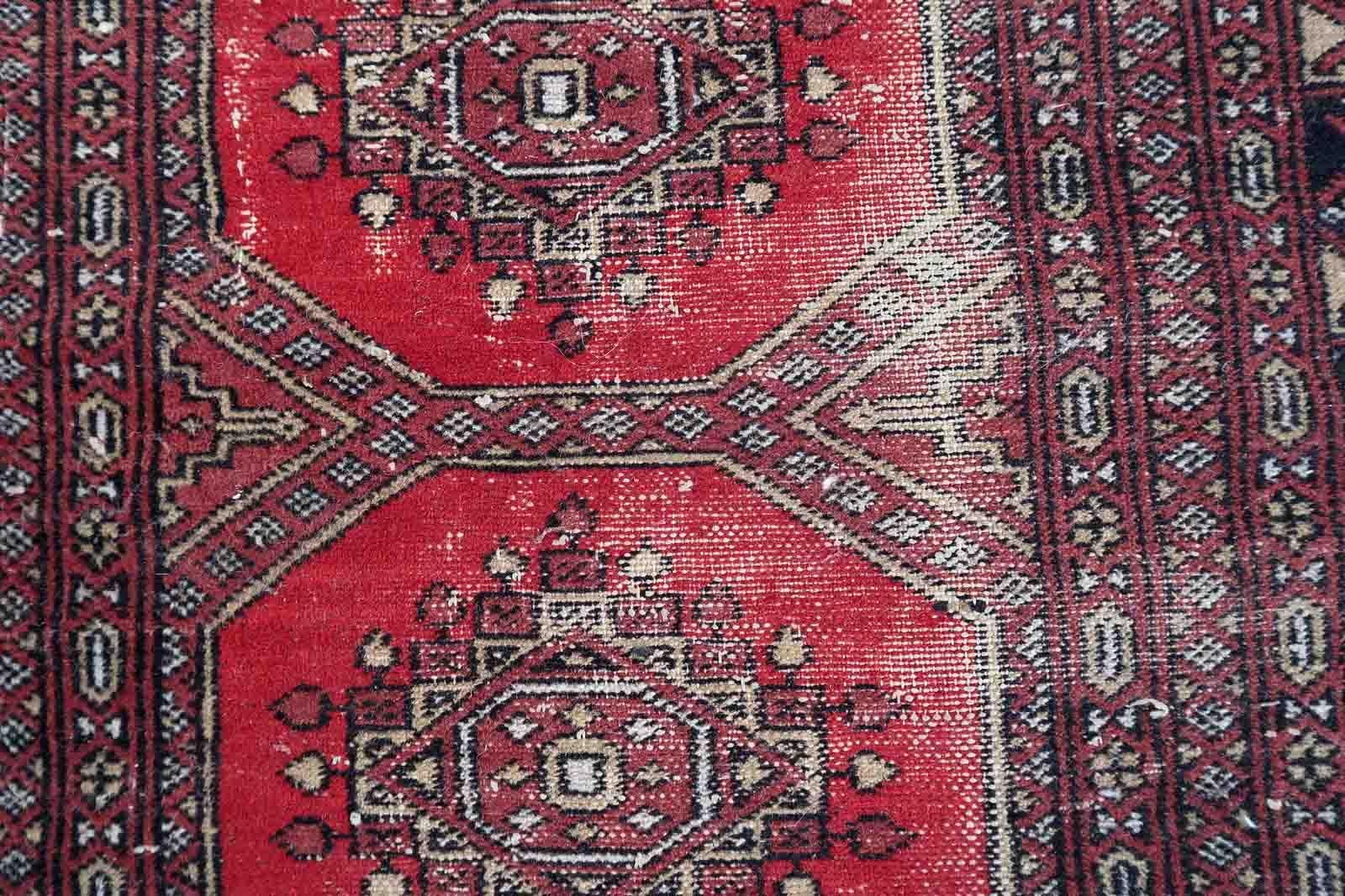 Late 20th Century Handmade Vintage Uzbek Bukhara Rug, 1970s, 1Cc1022 For Sale