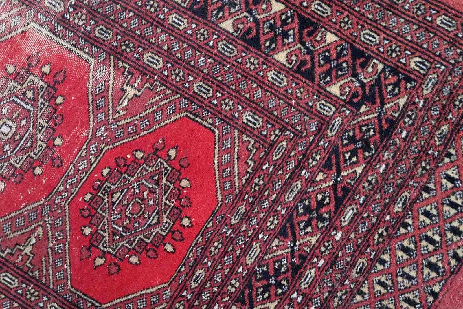 Wool Handmade Vintage Uzbek Bukhara Rug, 1970s, 1Cc1022 For Sale